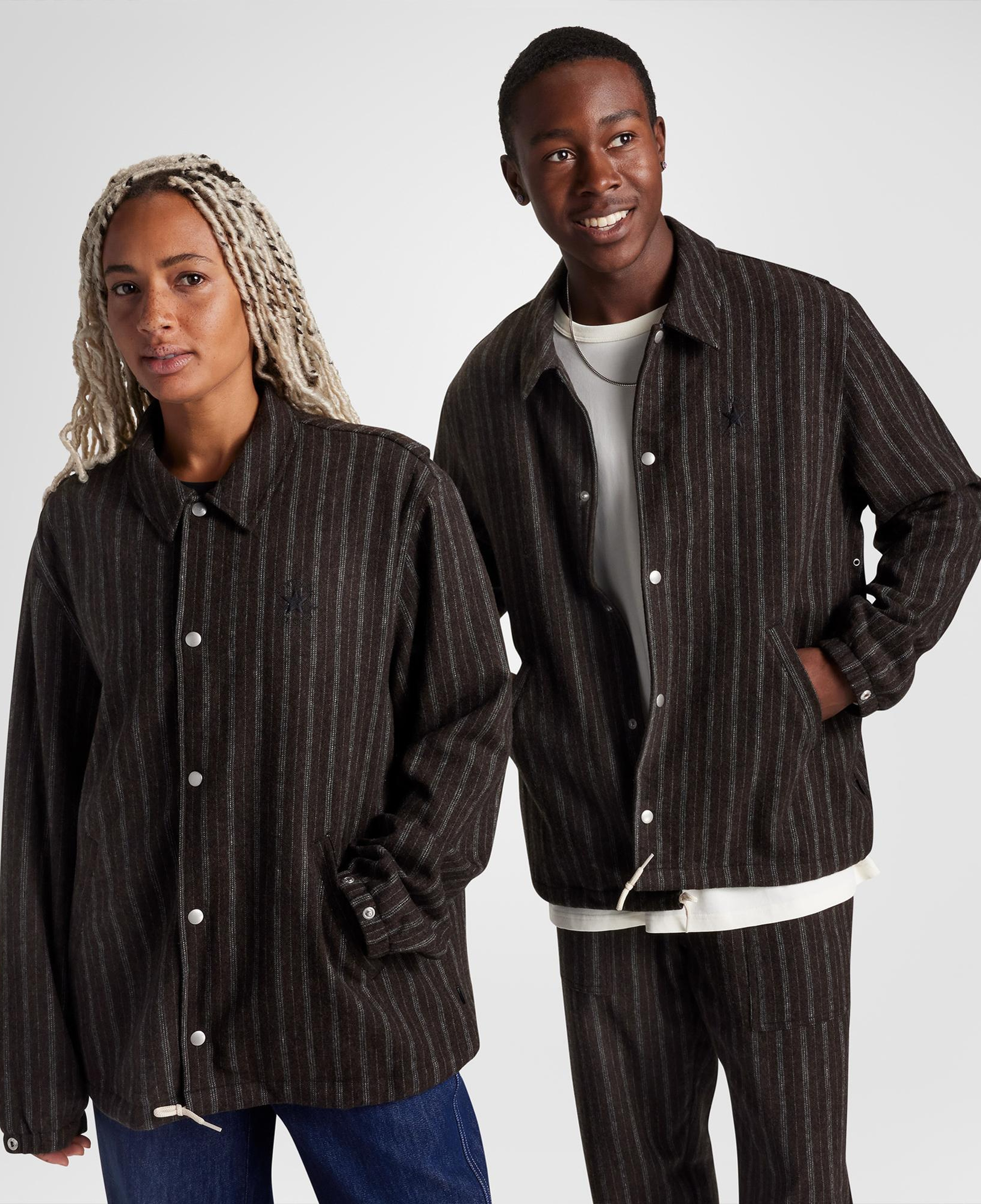 Converse Unisex Çizgili Kahverengi Ceket