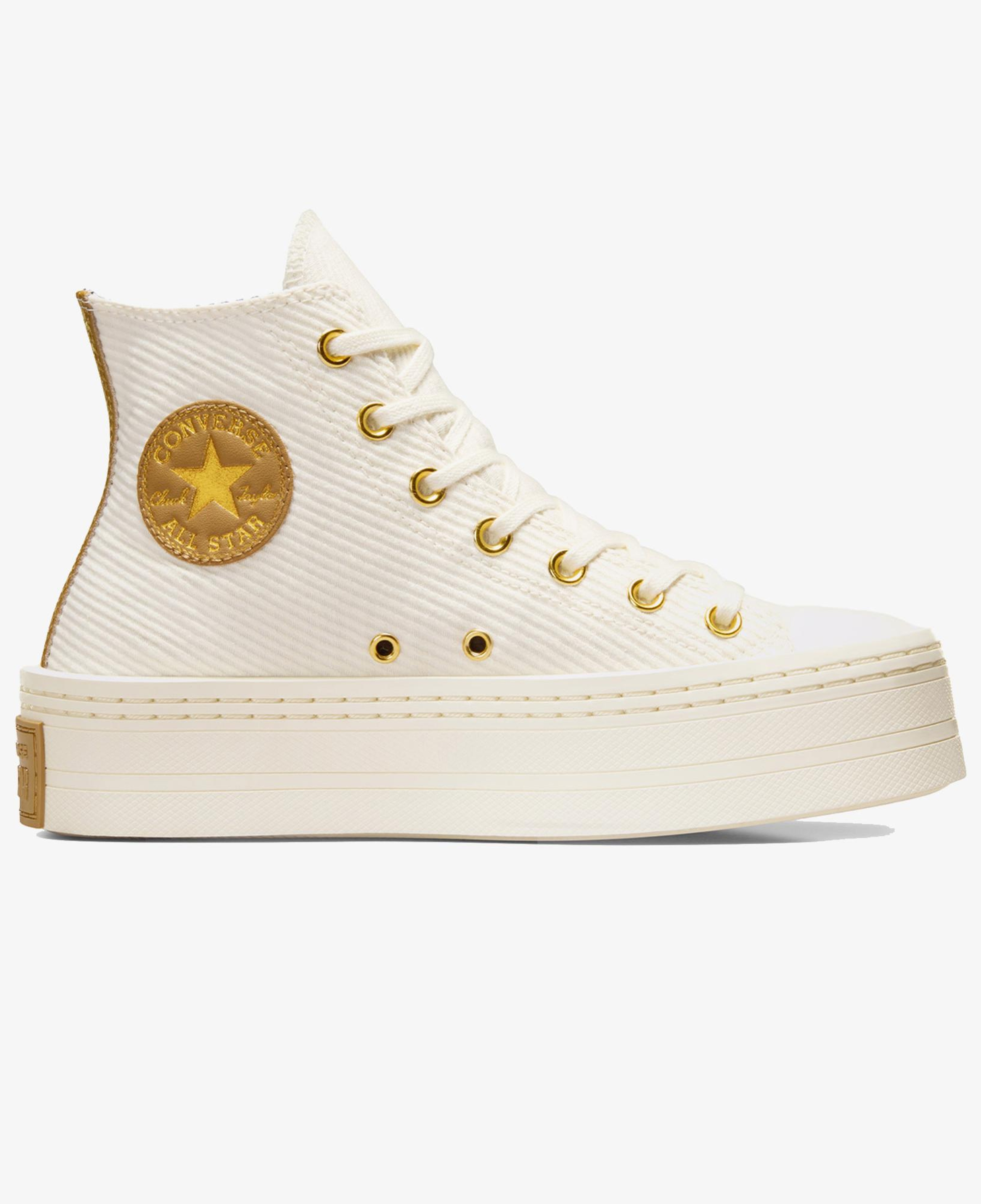 Converse Chuck Taylor All Star Modern Lift Corduroy Unisex Krem Platform Sneaker