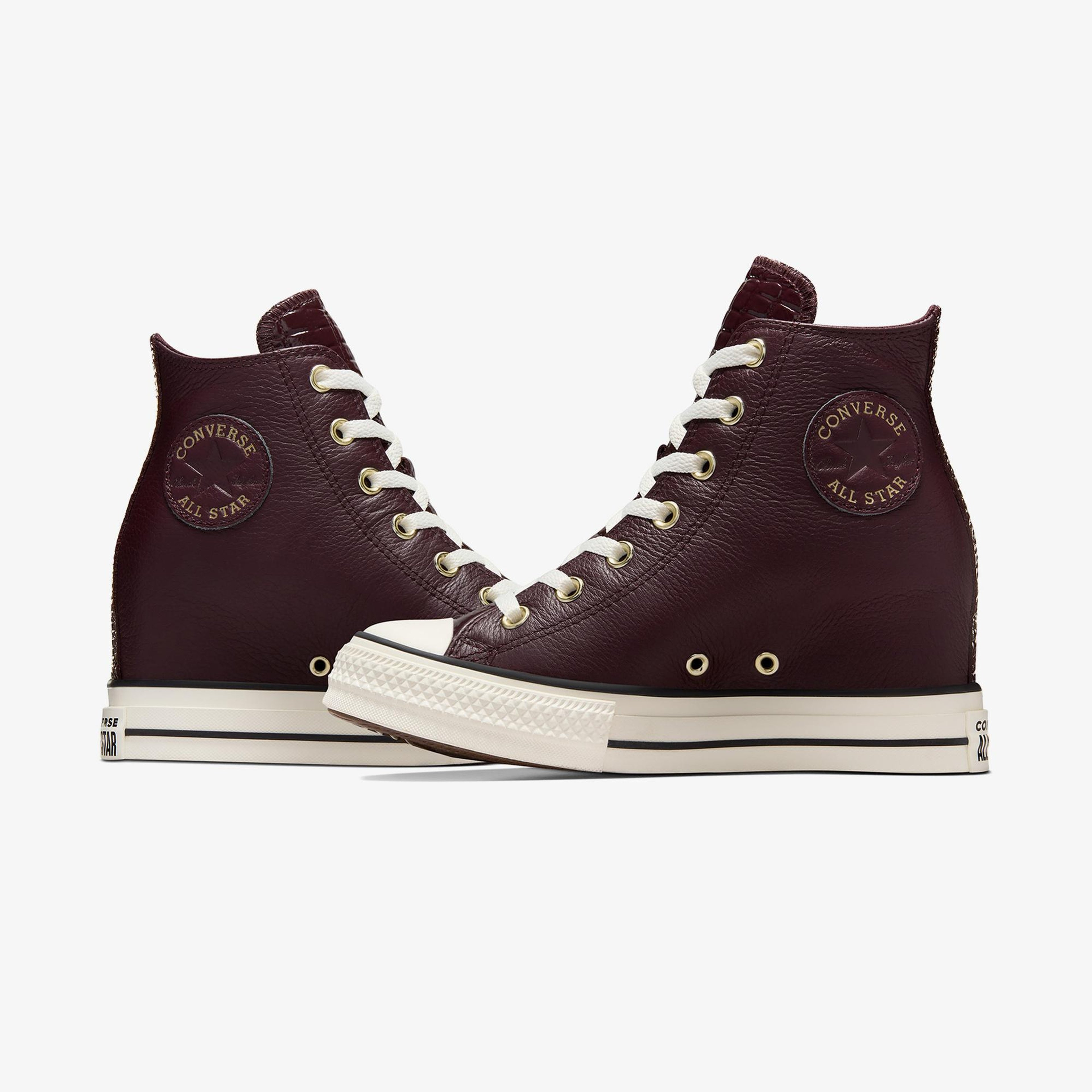 Converse Chuck Taylor All Star Wedge Unisex Bordo Deri Platform Sneaker