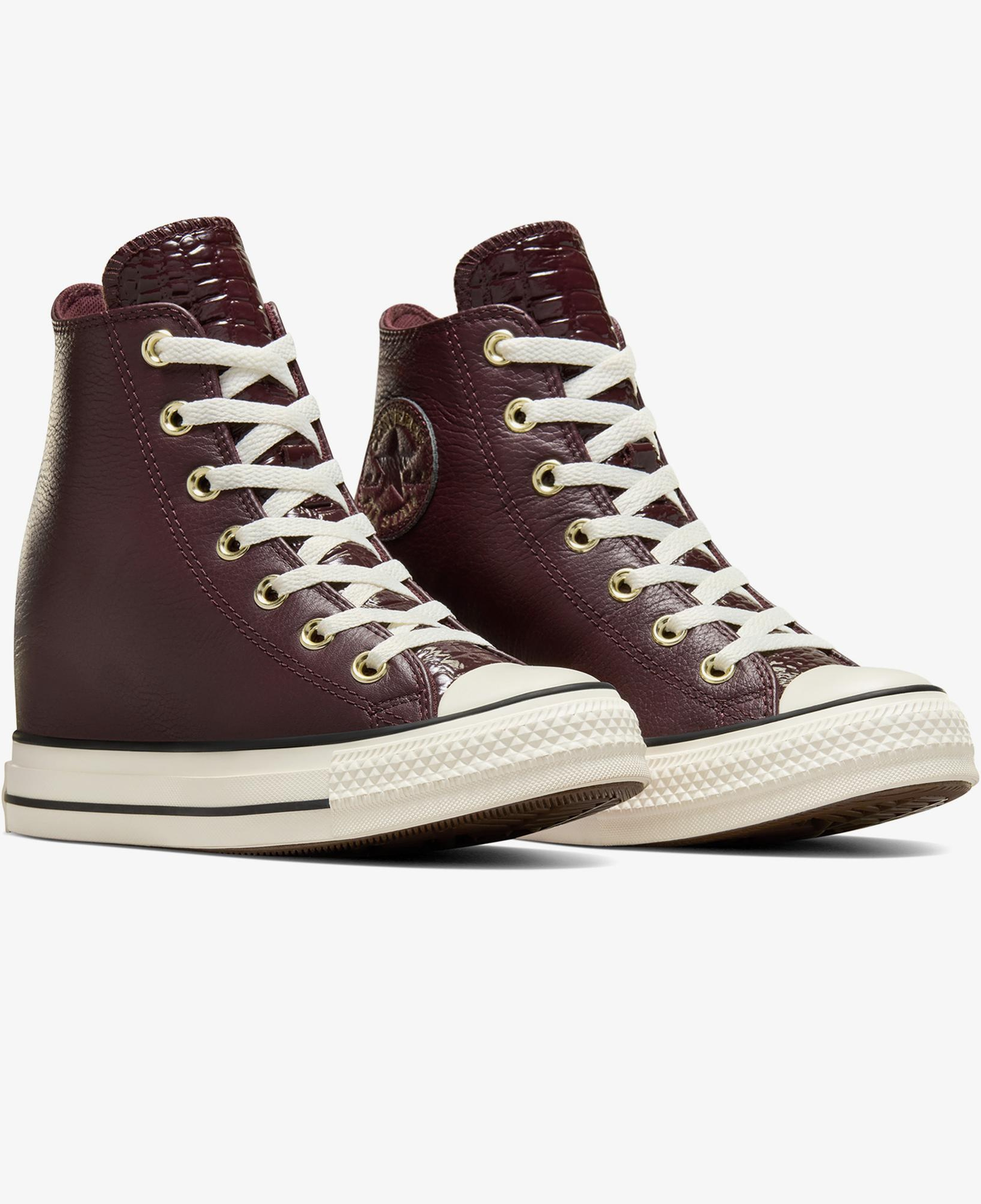 Converse Chuck Taylor All Star Wedge Unisex Bordo Deri Platform Sneaker
