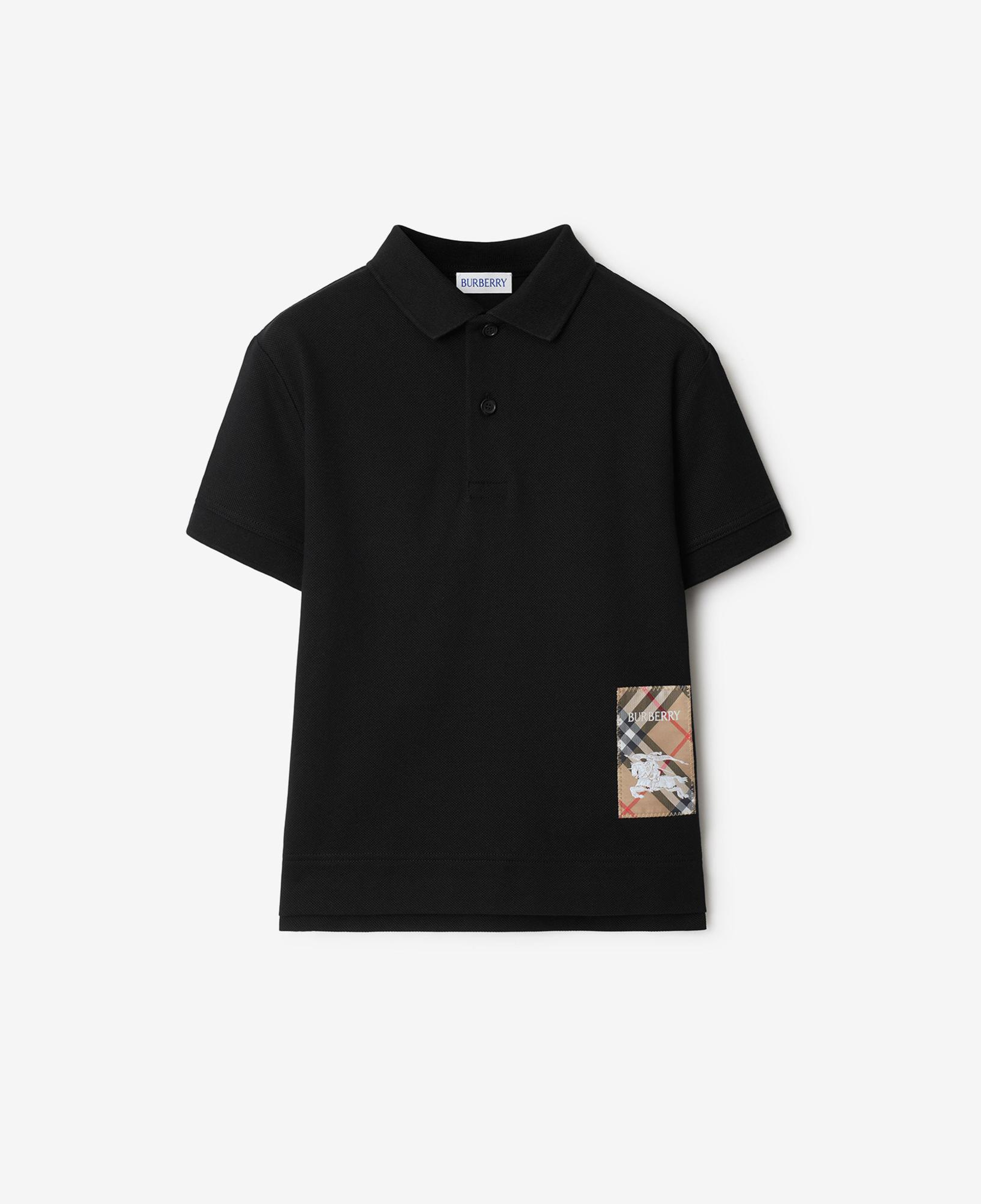 Burberry Johane Label Cotton Çocuk Siyah Polo