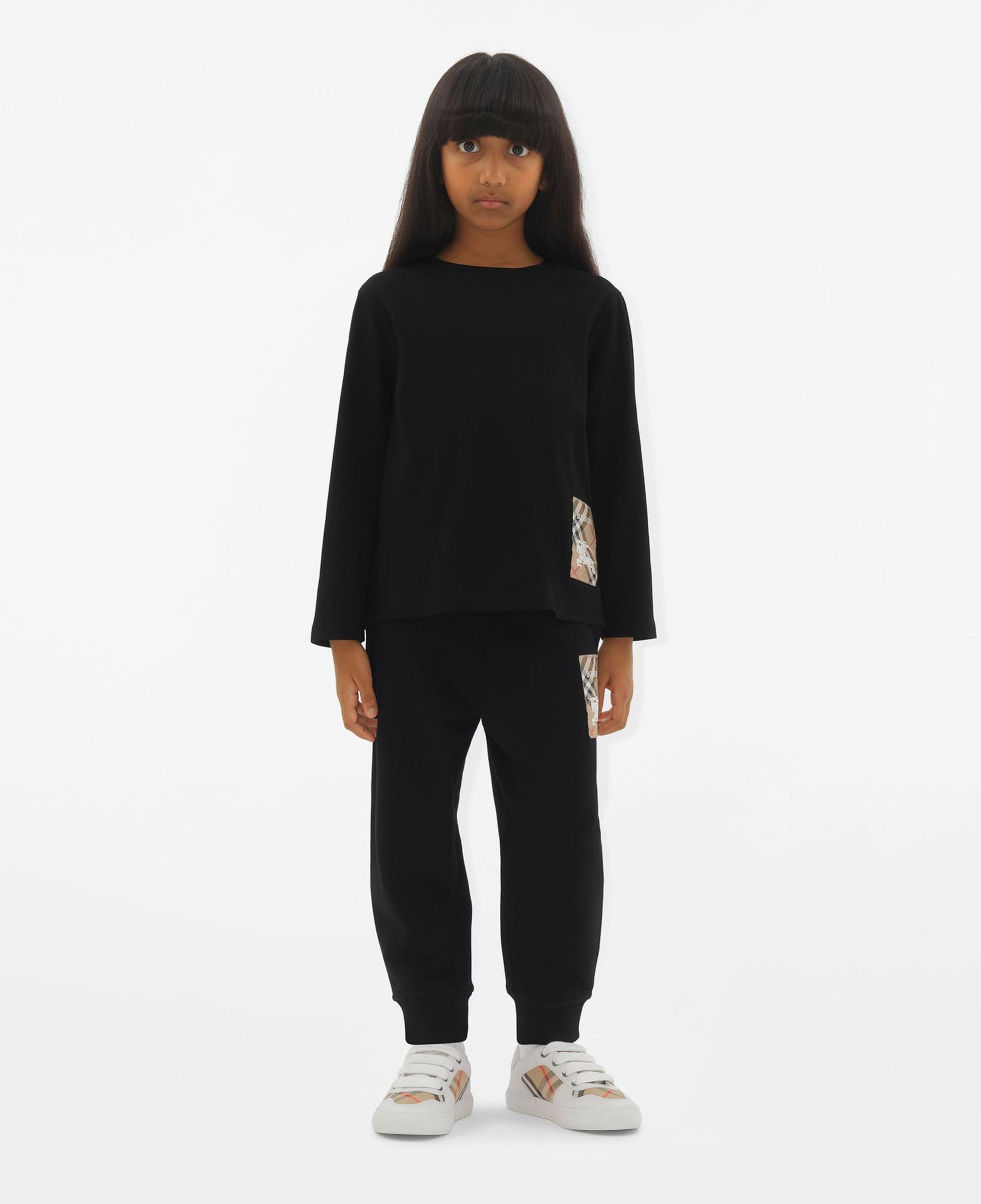 Burberry Kooper Label Cotton Top Çocuk Siyah T-Shirt