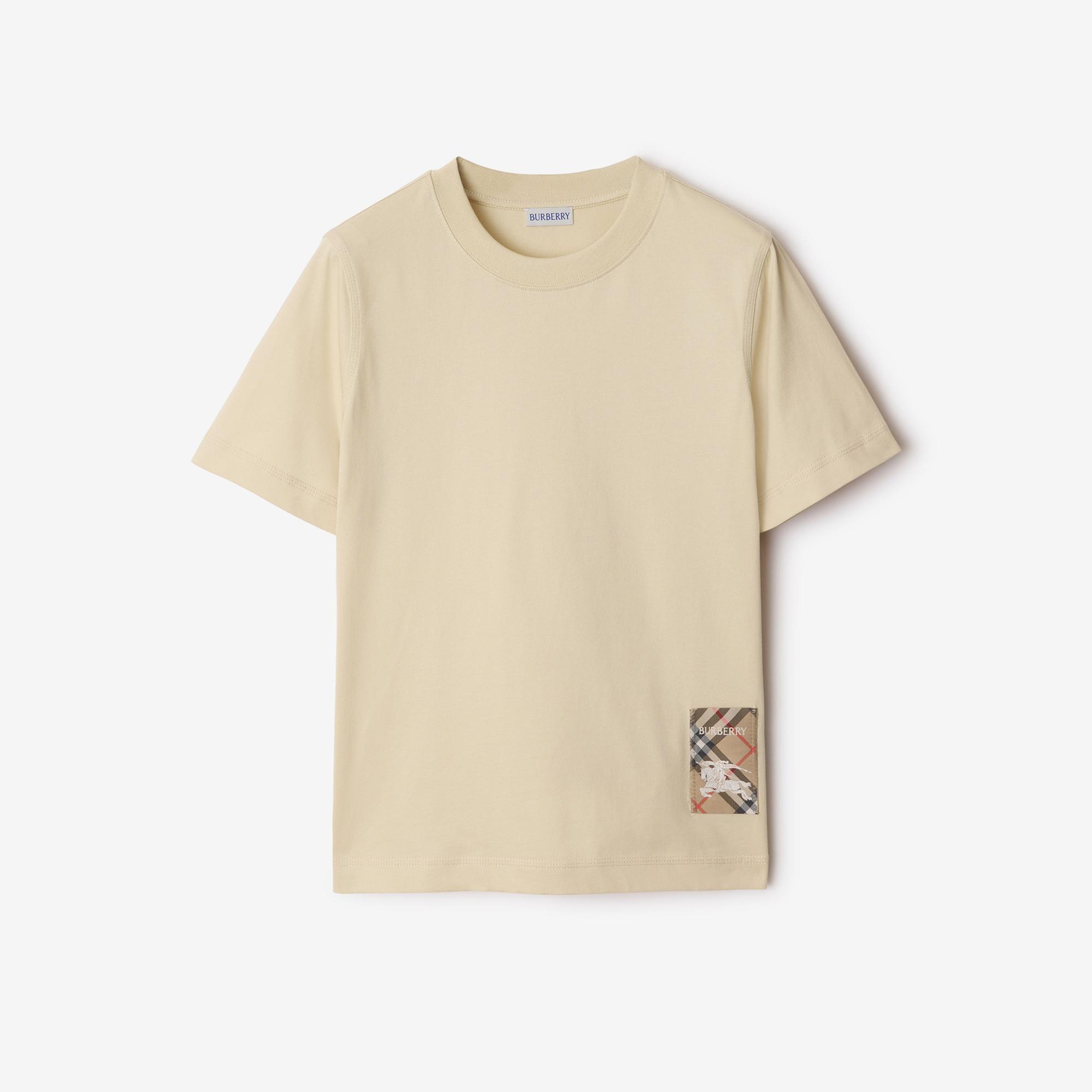 Burberry For Label Cotton Kadın Krem T-Shirt