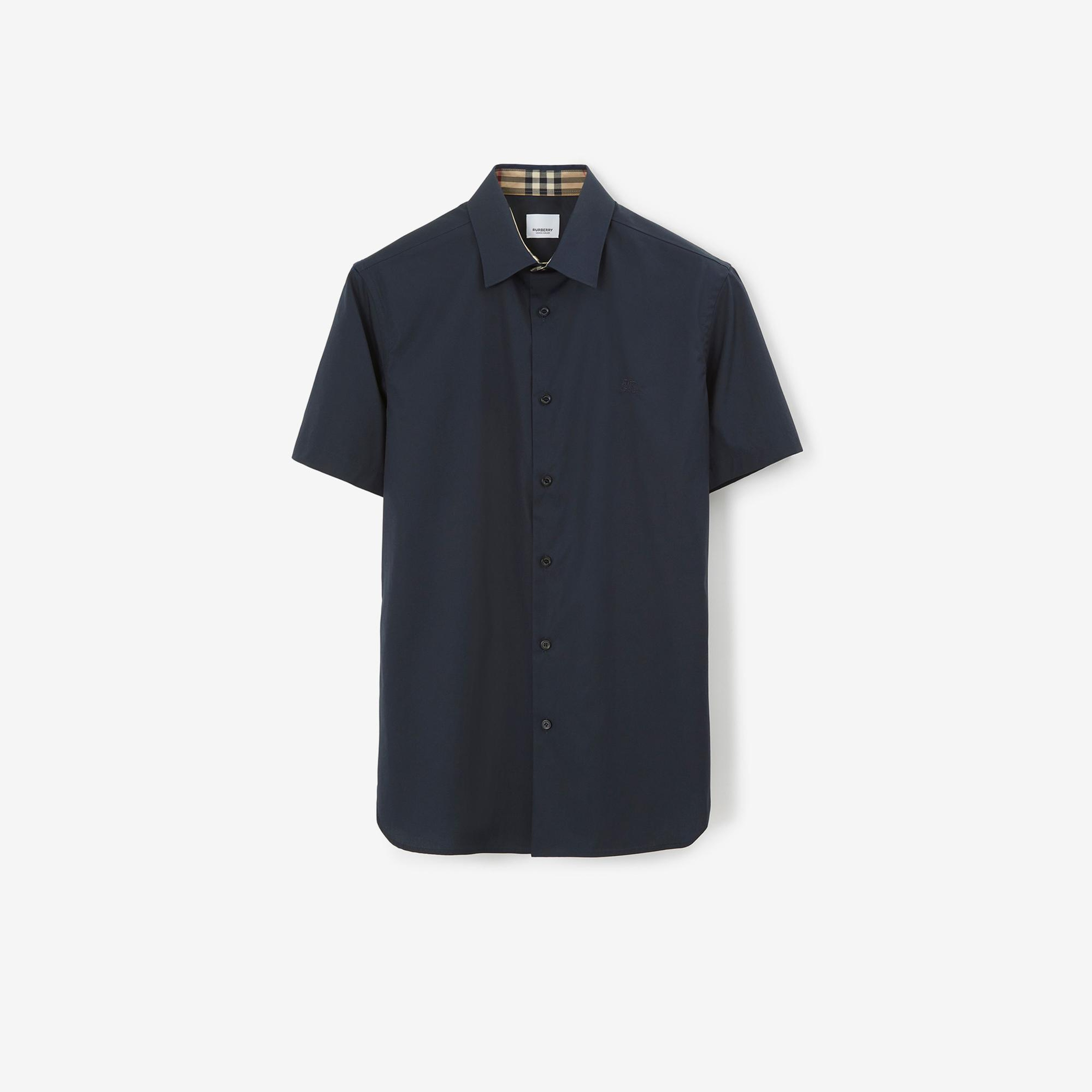 Burberry Stretch Pamuklu Erkek Lacivert Gömlek