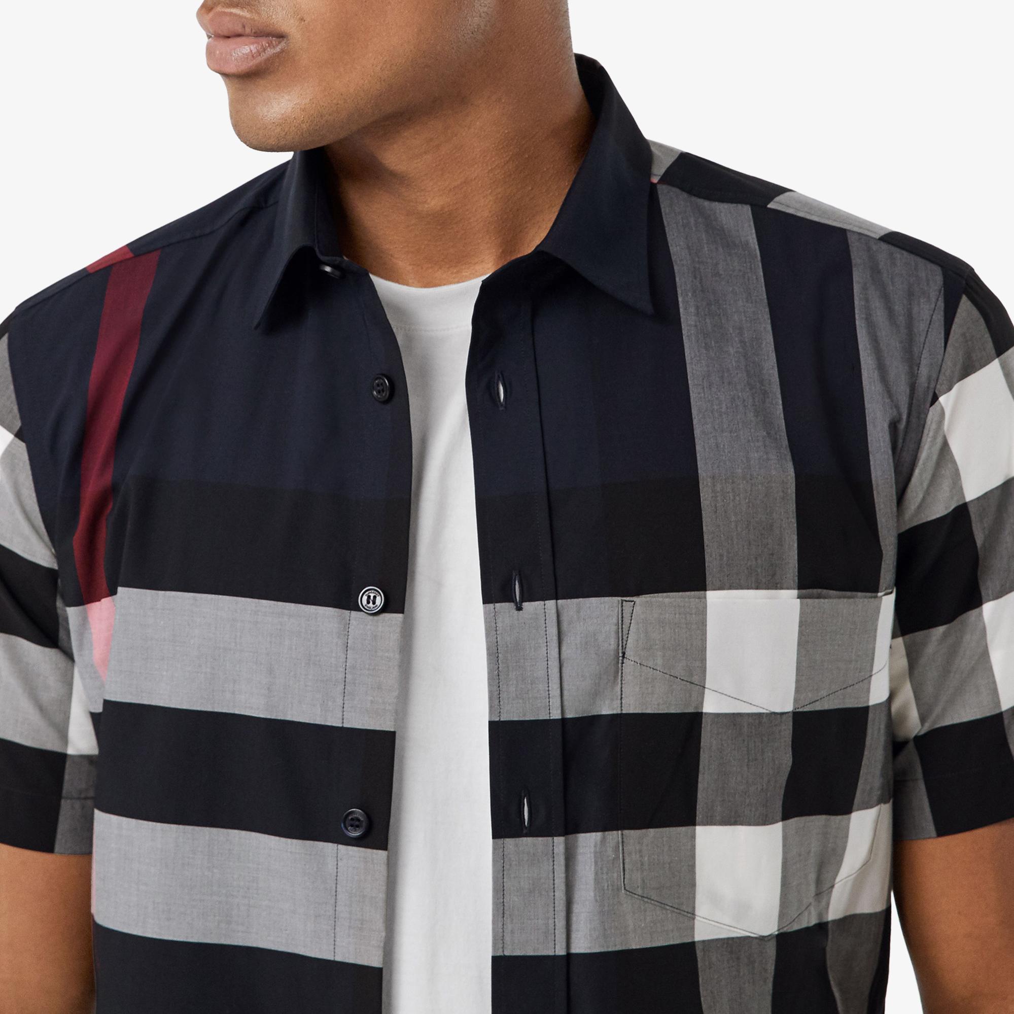 Burberry Somerton Stretch Cotton Poplin Erkek Lacivert Gömlek