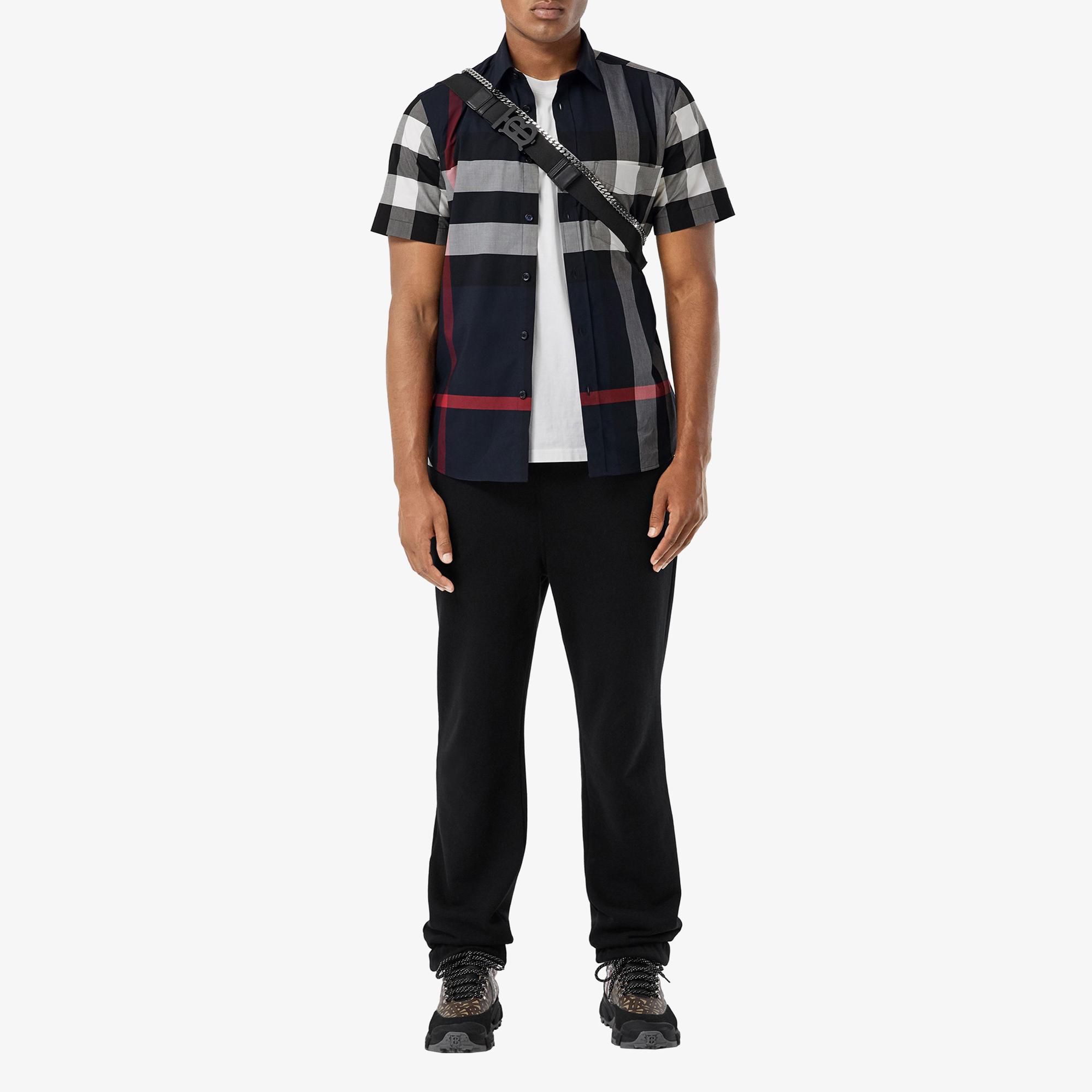 Burberry Somerton Stretch Cotton Poplin Erkek Lacivert Gömlek