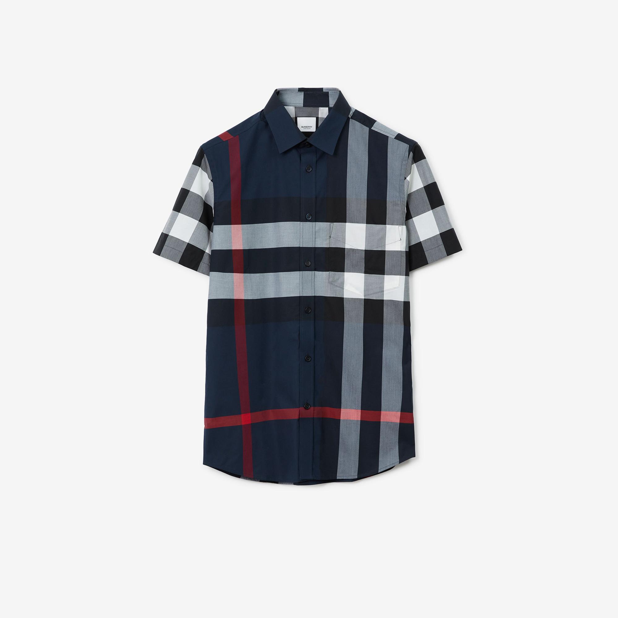 Burberry Somerton Stretch Cotton Poplin Erkek Lacivert Gömlek