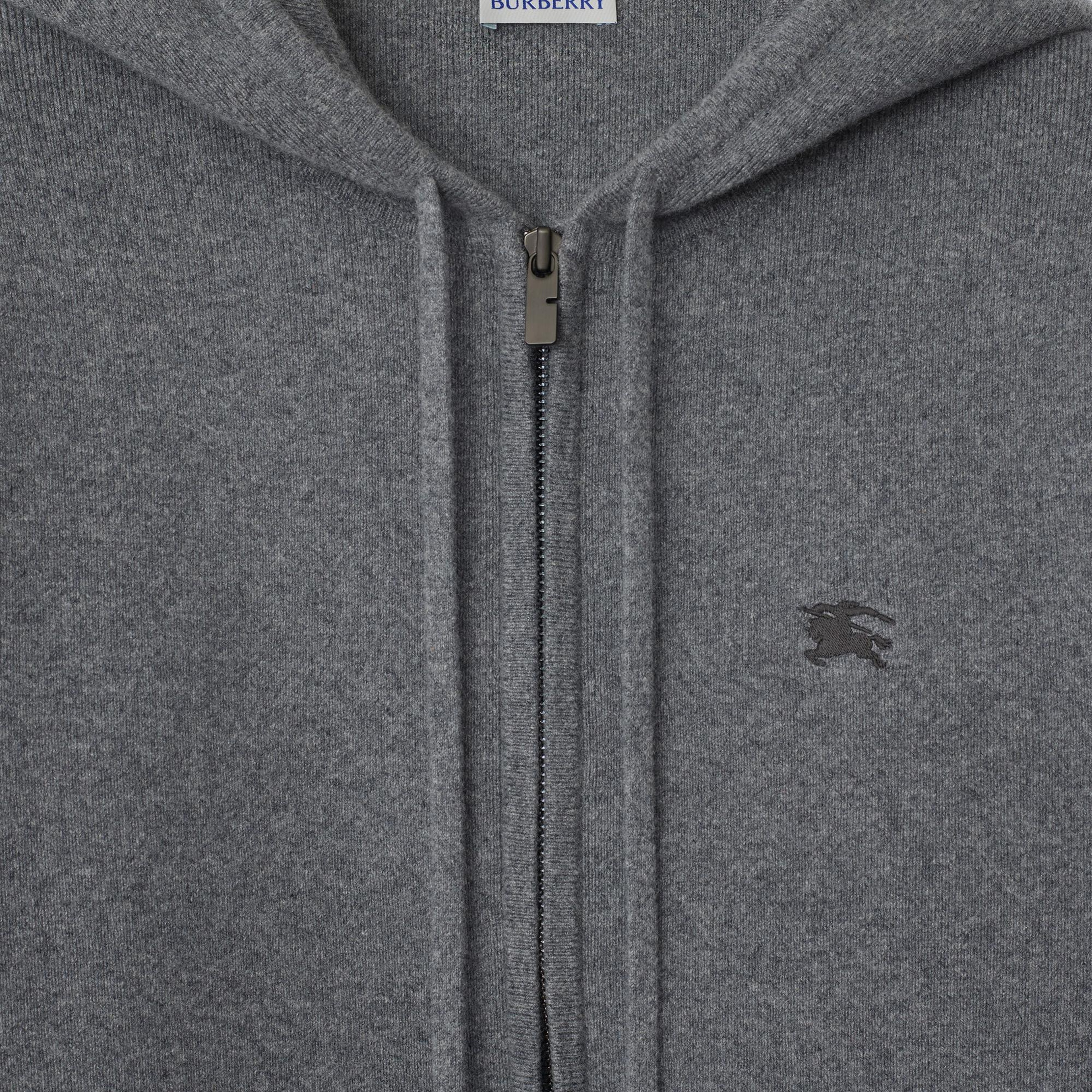 Burberry Cashmere Blend Zip Erkek Gri Hoodie