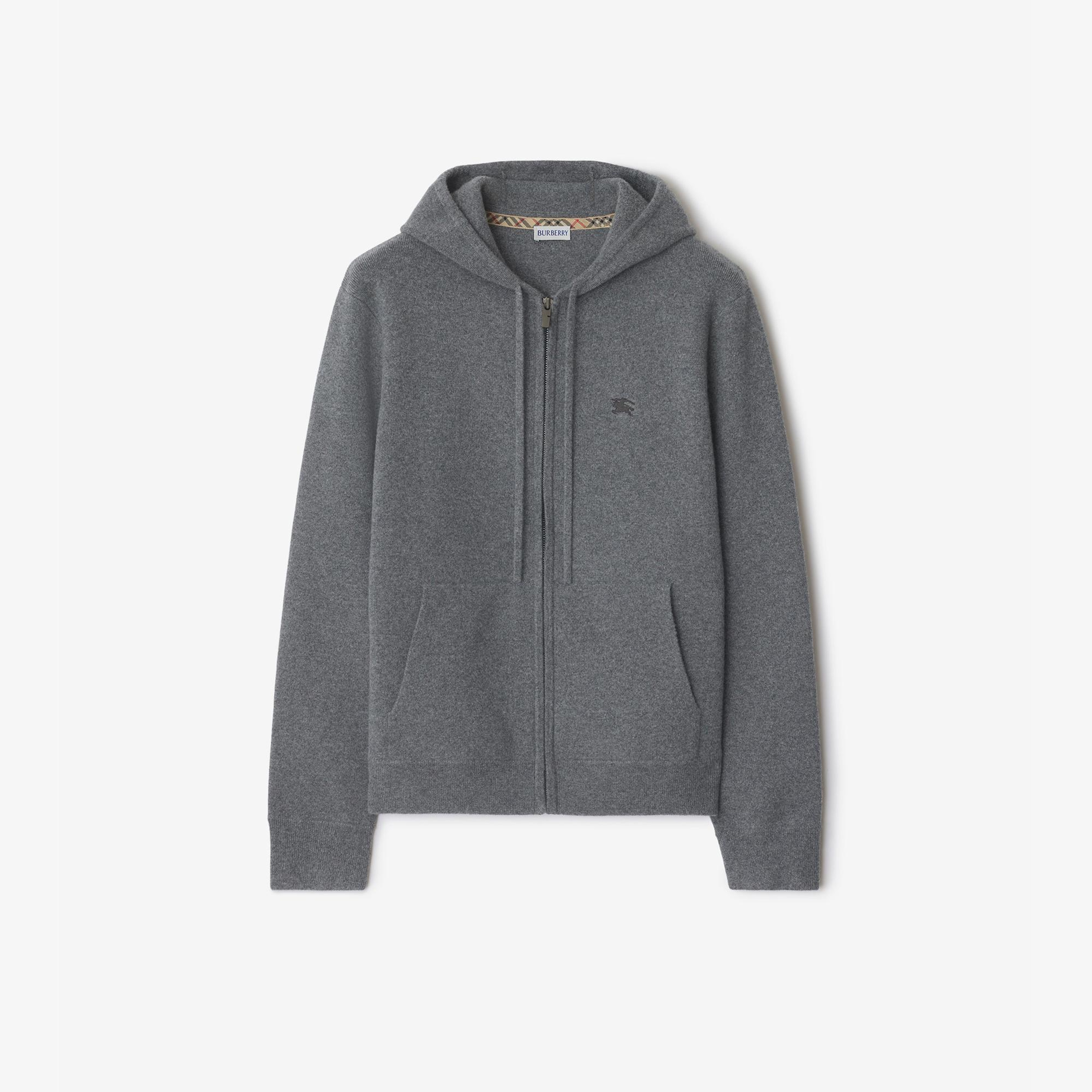 Burberry Cashmere Blend Zip Erkek Gri Hoodie