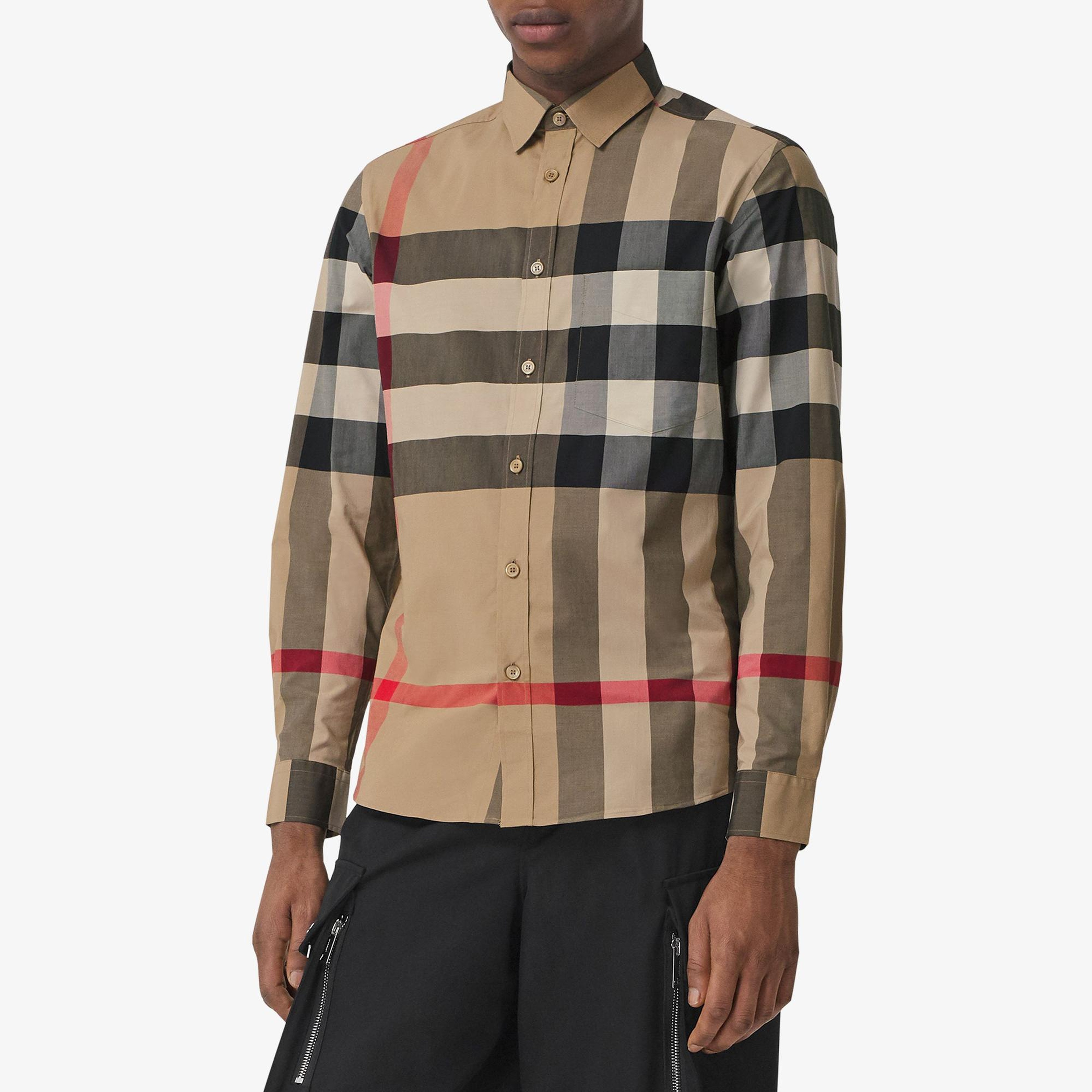 Burberry Somerton Stretch Cotton Poplin Erkek Bej Gömlek