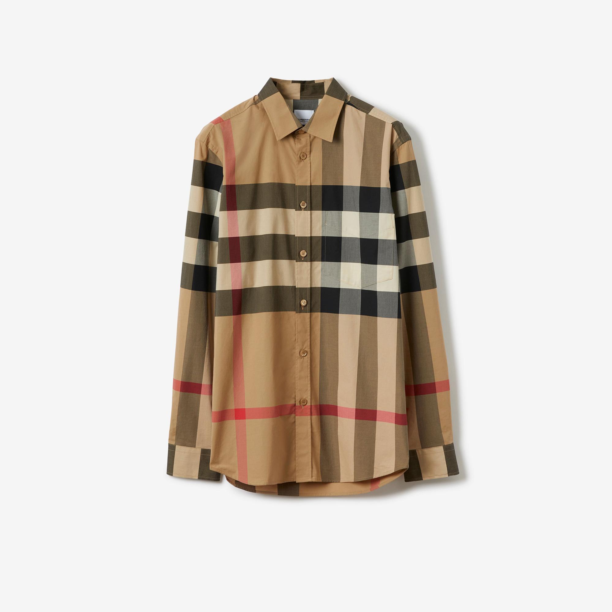 Burberry Somerton Stretch Cotton Poplin Erkek Bej Gömlek