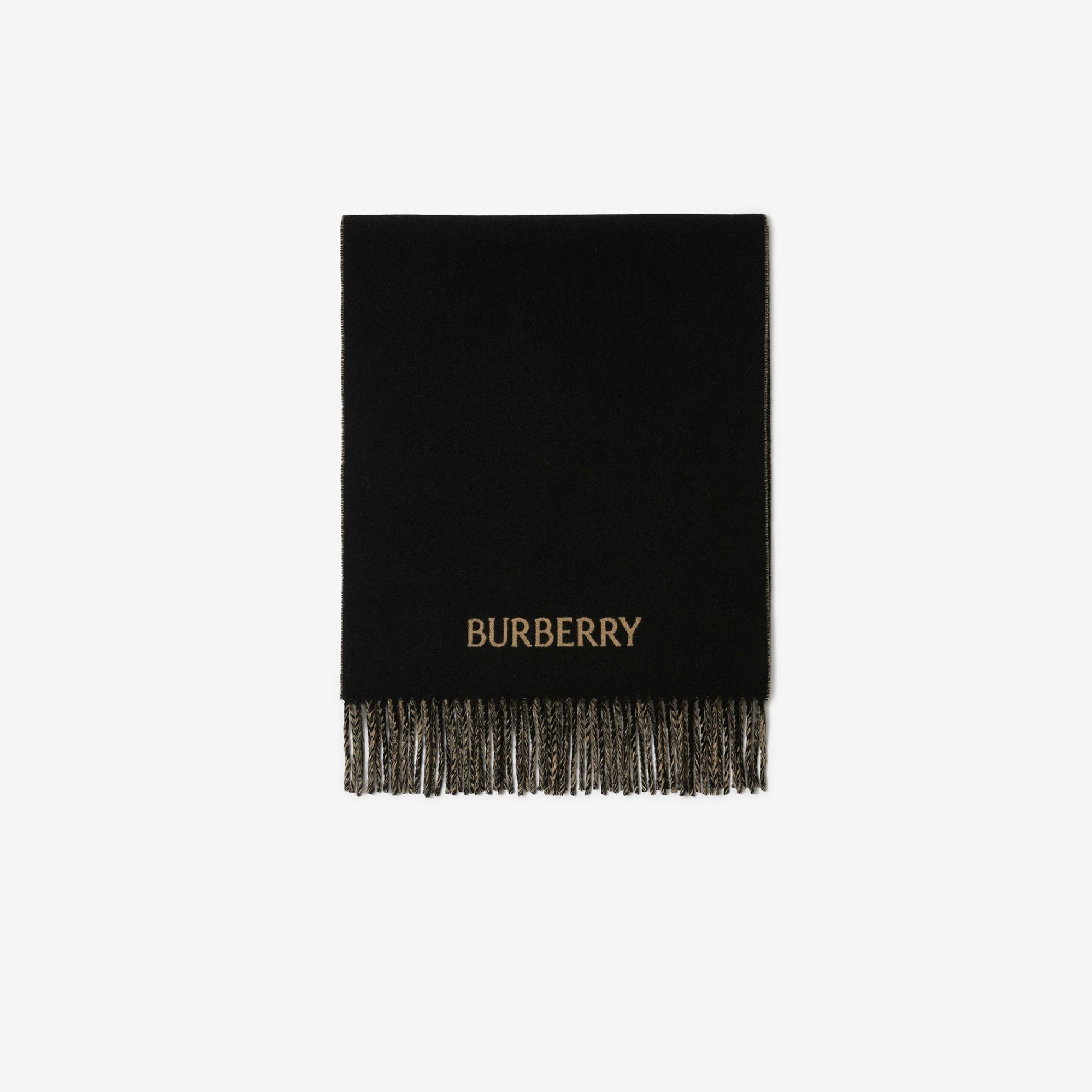 Burberry Knight Reversible Cashmere Kadın Siyah Atkı