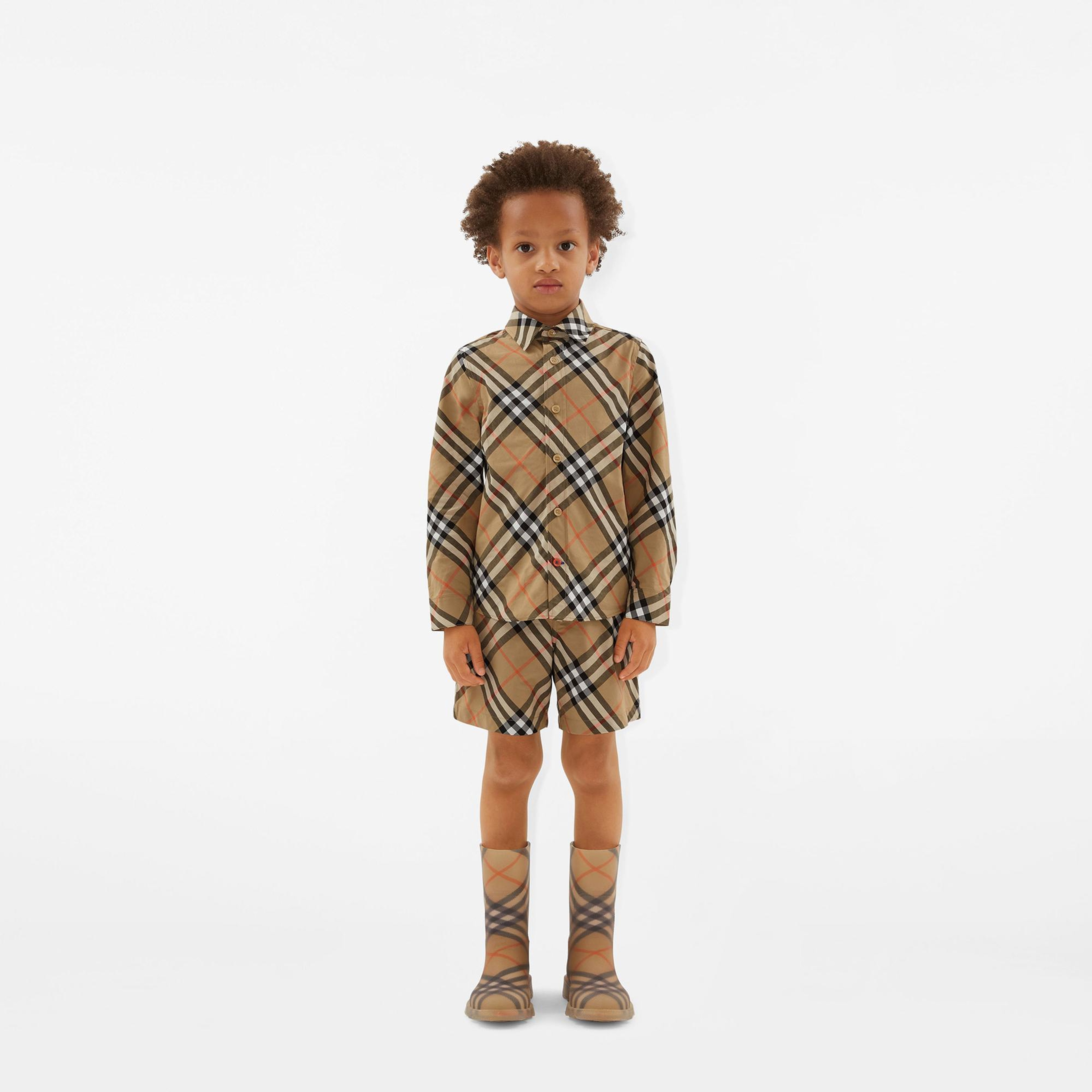 Burberry Check Rubber Marsh High Çocuk Bej Bot