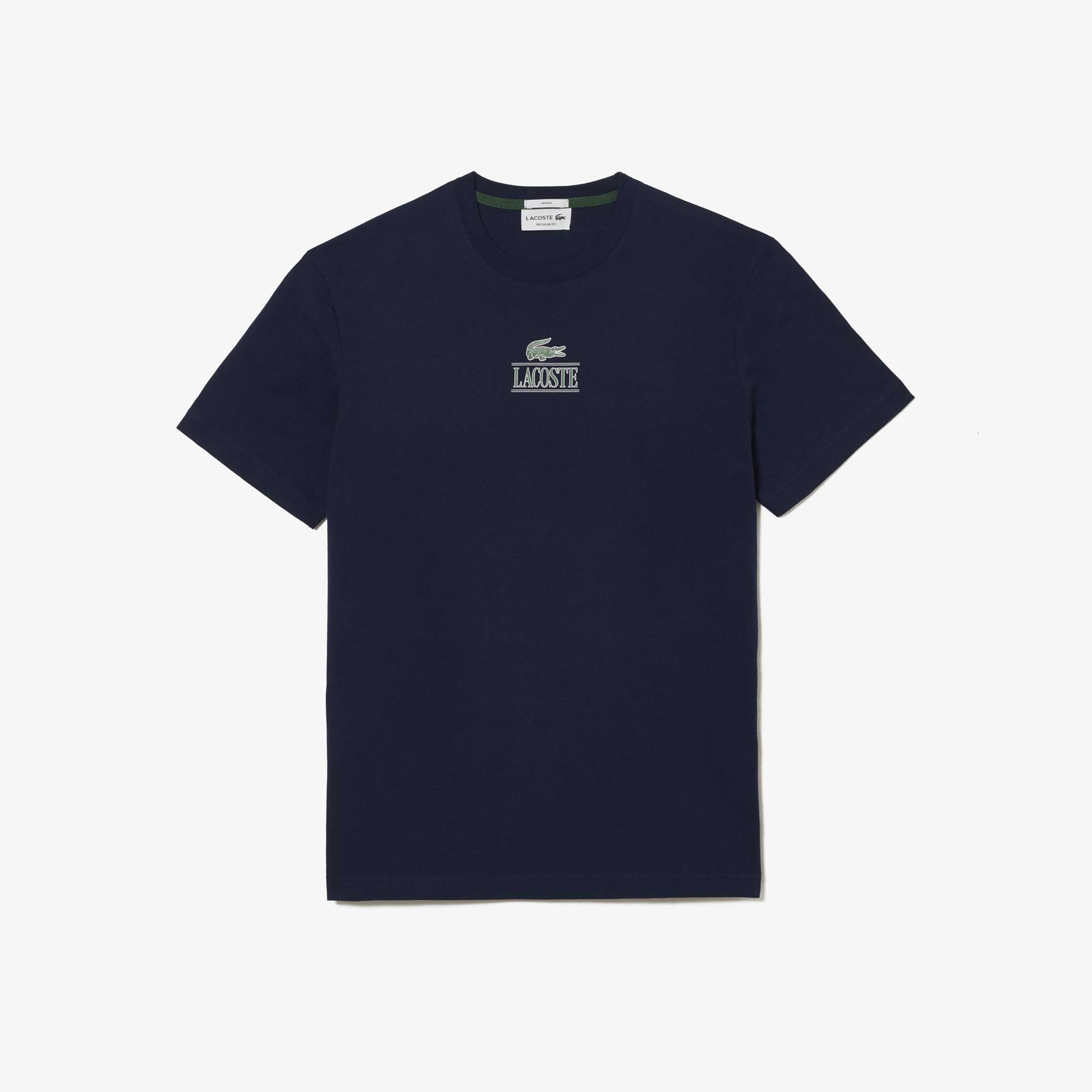 Lacoste Unisex Regular Fit Bisiklet Yaka Baskılı Lacivert T-Shirt