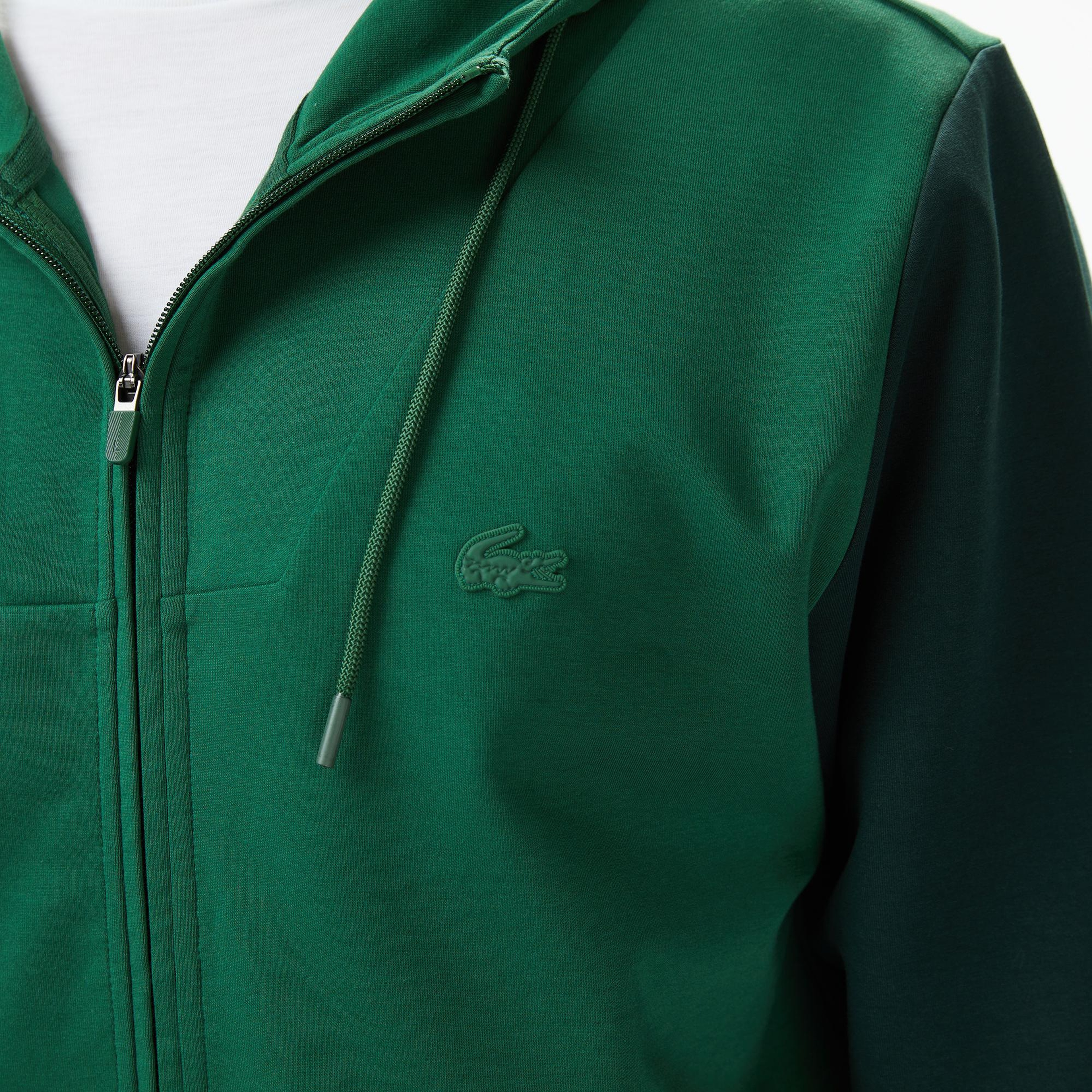 Lacoste Erkek Slim Fit Kapüşonlu Renk Bloklu Yeşil Sweatshirt