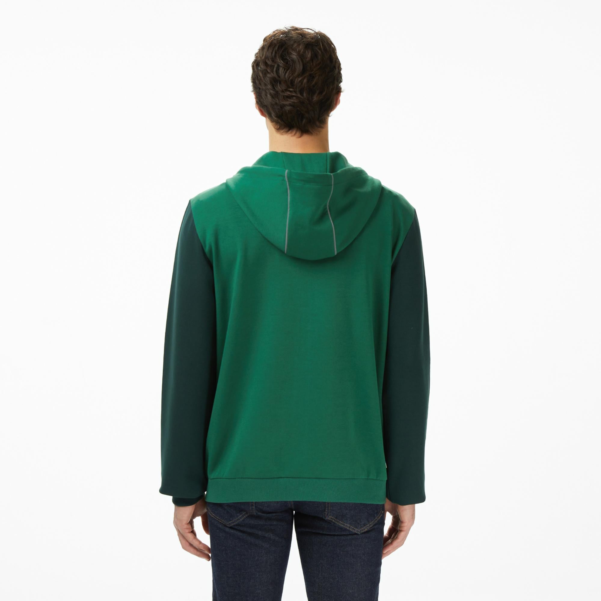 Lacoste Erkek Slim Fit Kapüşonlu Renk Bloklu Yeşil Sweatshirt