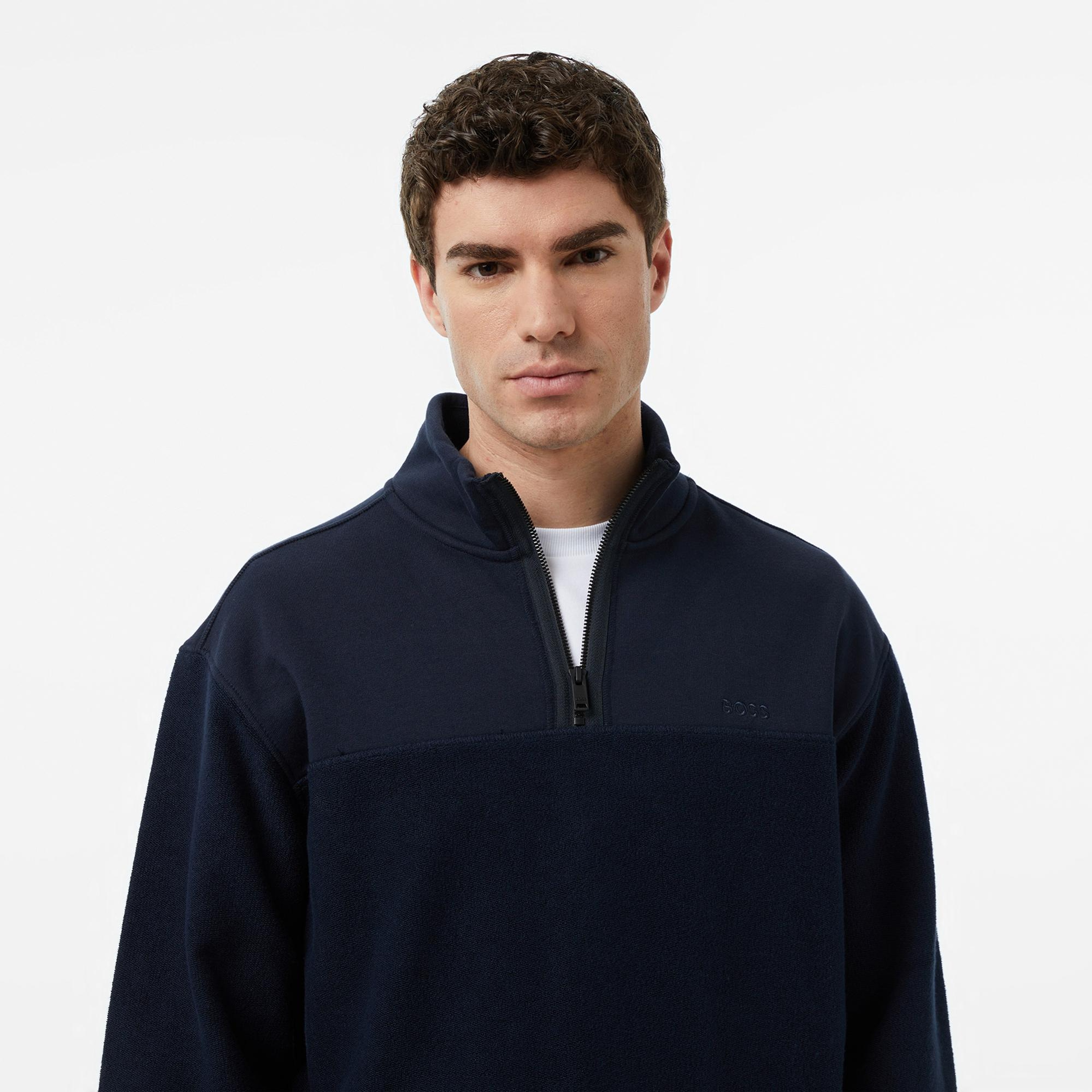 Boss Erkek Lacivert Sweatshirt