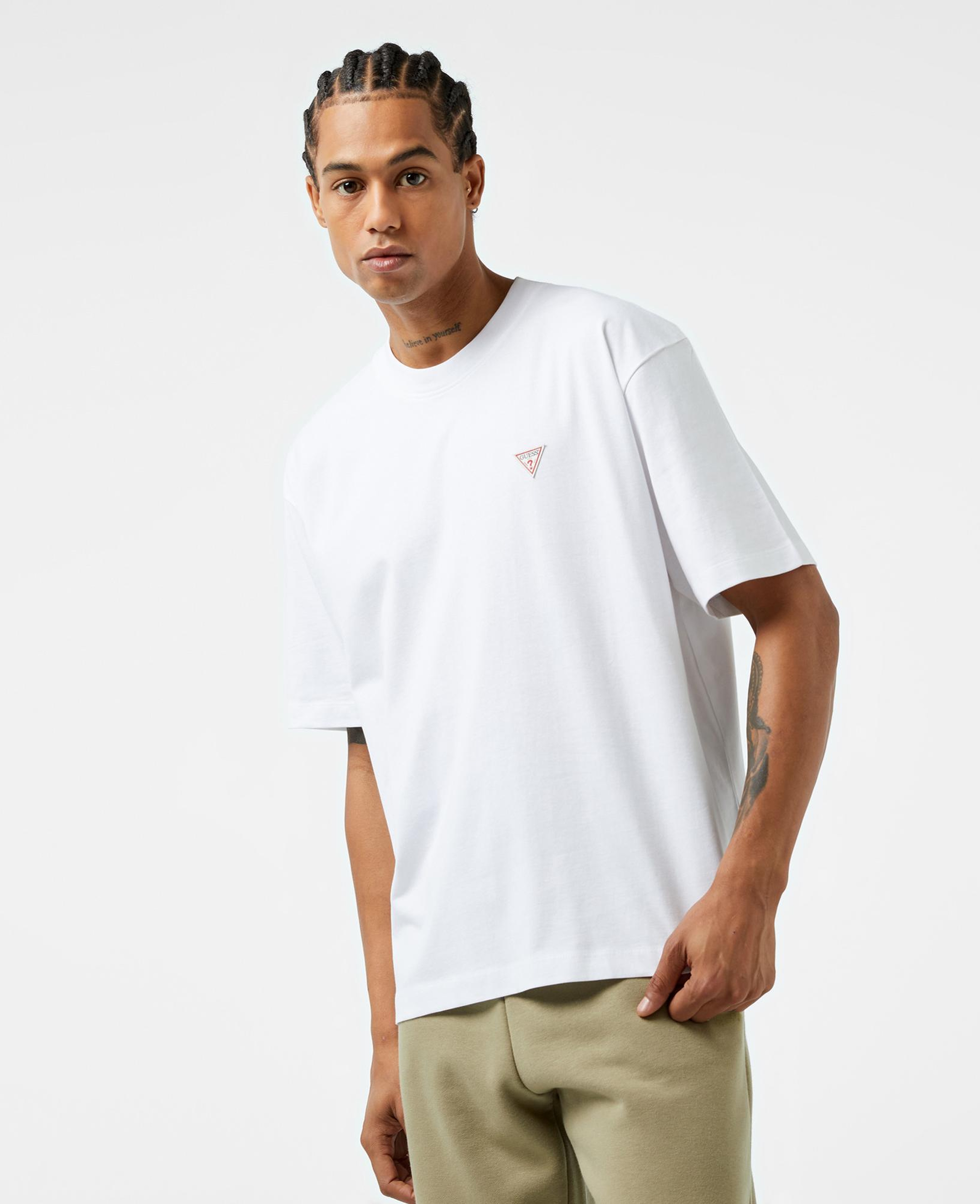 Guess Mini Tri Mid Organic Heavy Jersey 205 Erkek Beyaz T-Shirt