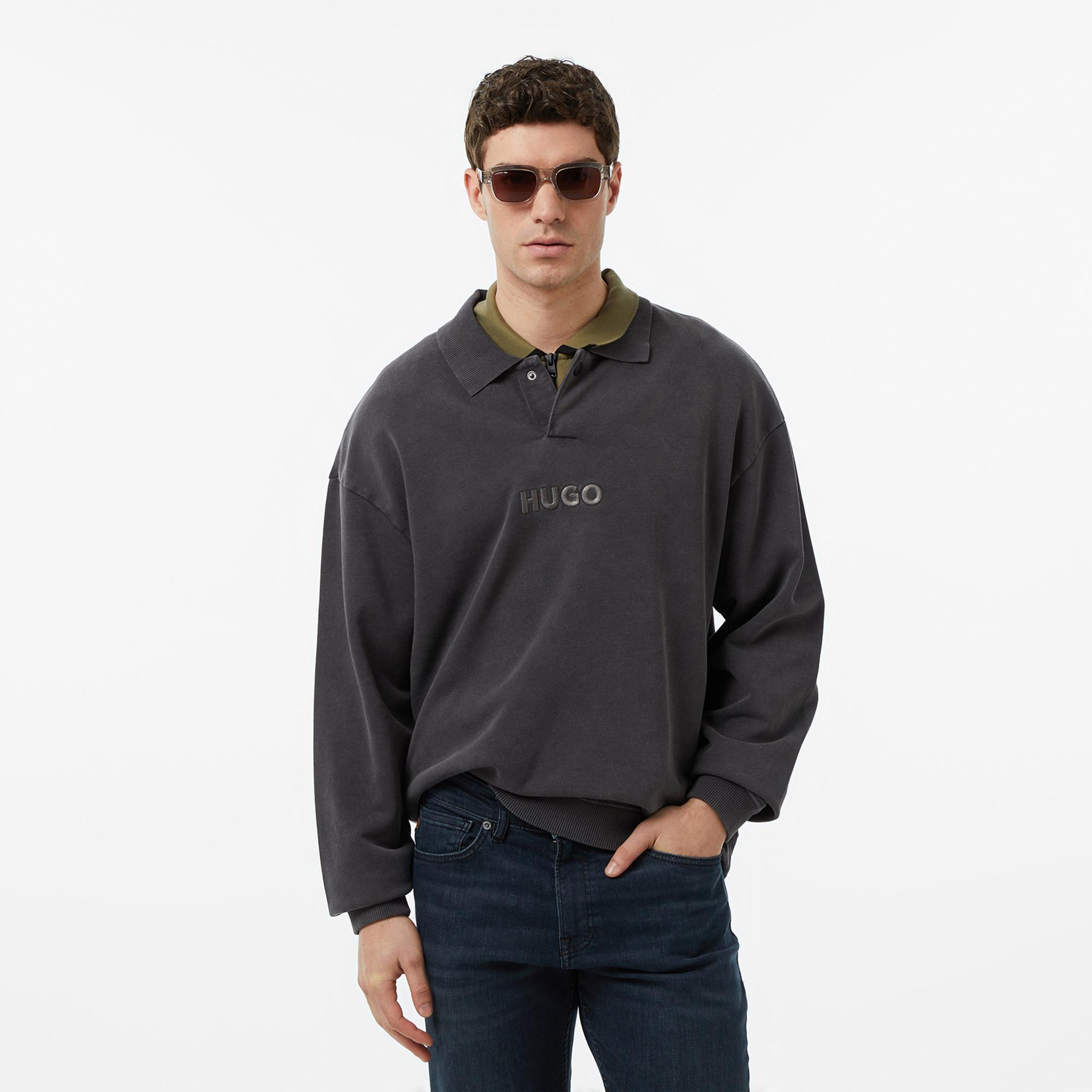 Hugo Delwy Erkek Siyah Sweatshirt