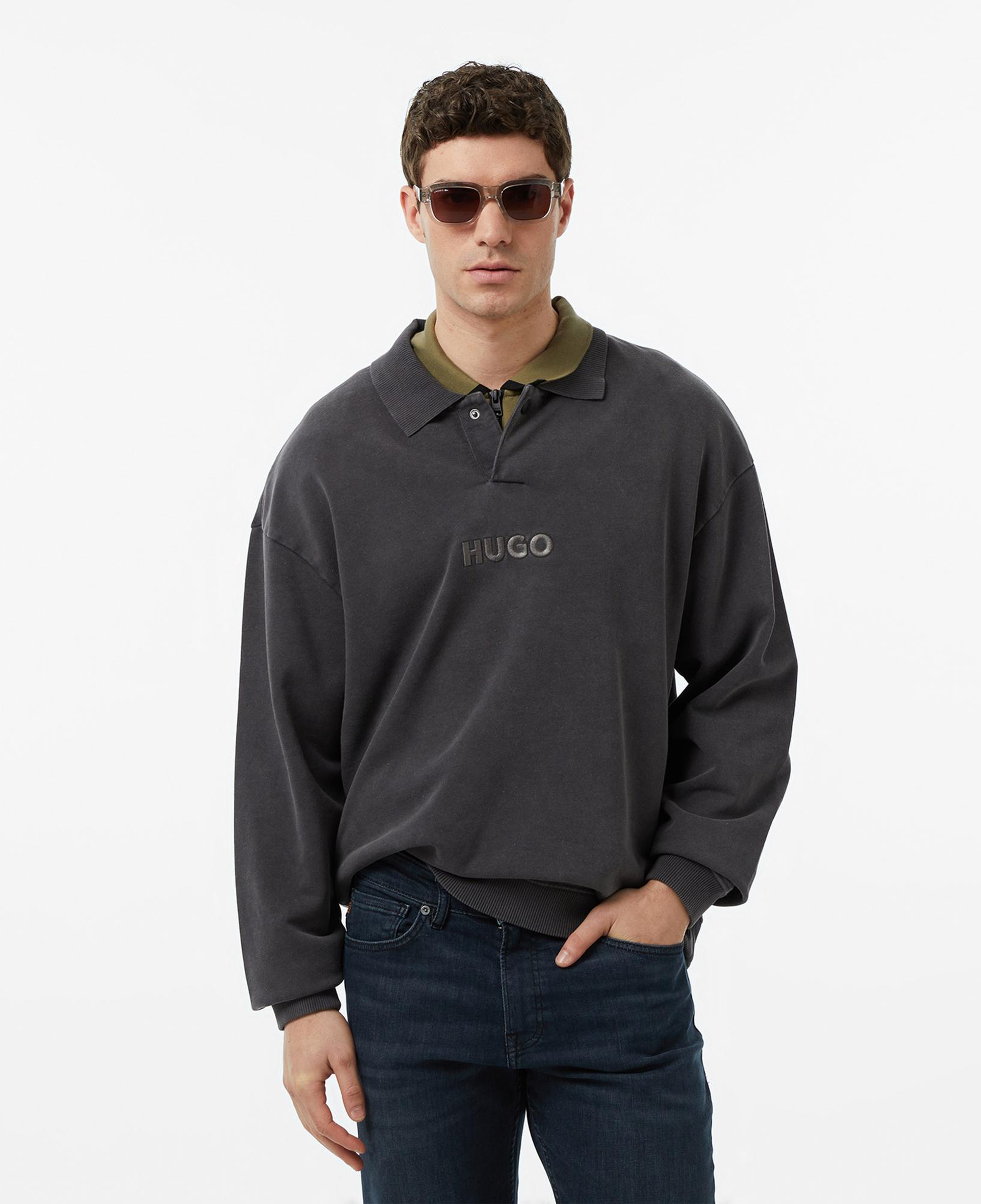 Hugo Delwy Erkek Siyah Sweatshirt
