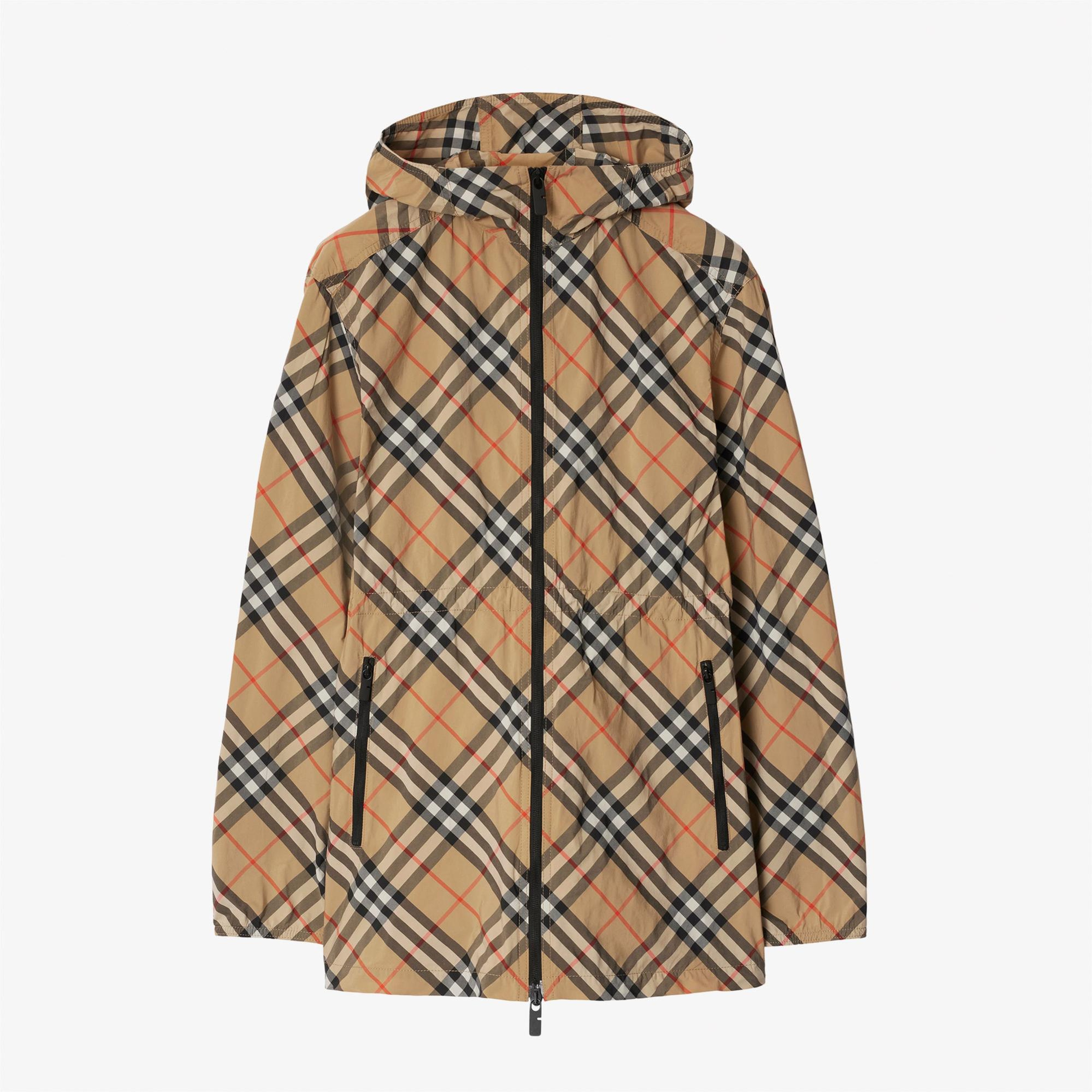 Burberry Check Nylon Kadın Bej Ceket