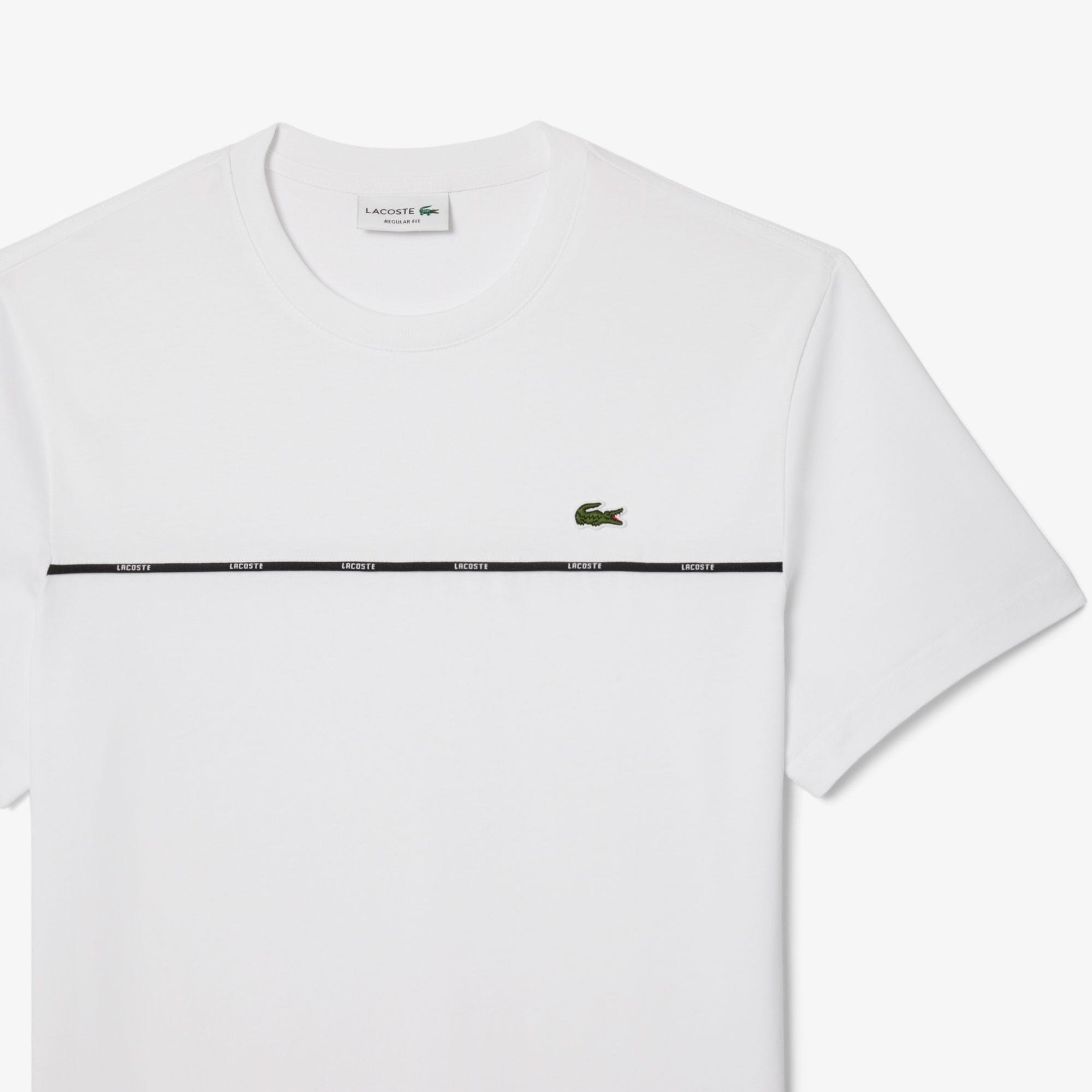 Lacoste Erkek Regular Fit Bisiklet Yaka Baskılı Beyaz T-Shirt