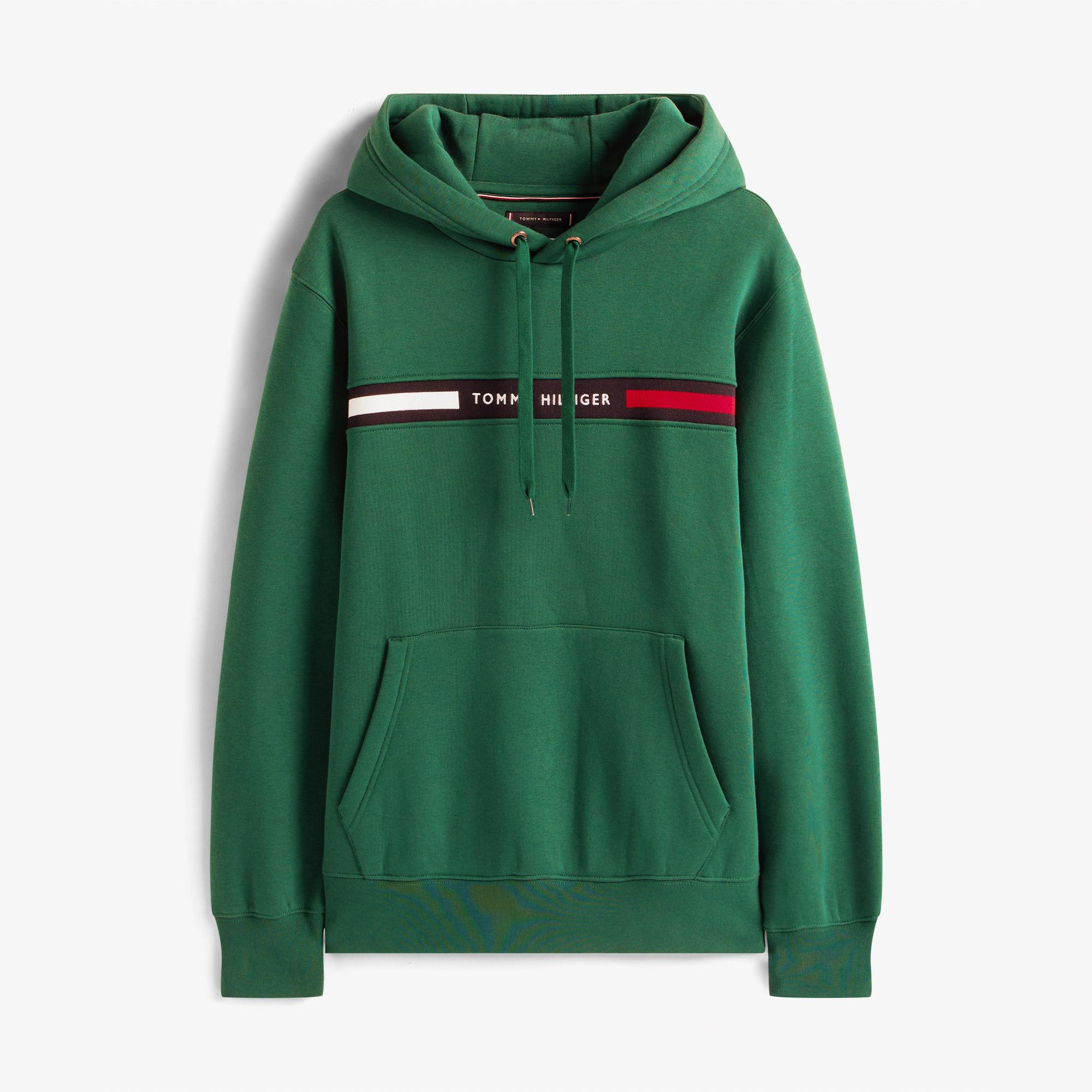 Tommy Hilfiger Chest Insert Erkek Yeşil Hoodie
