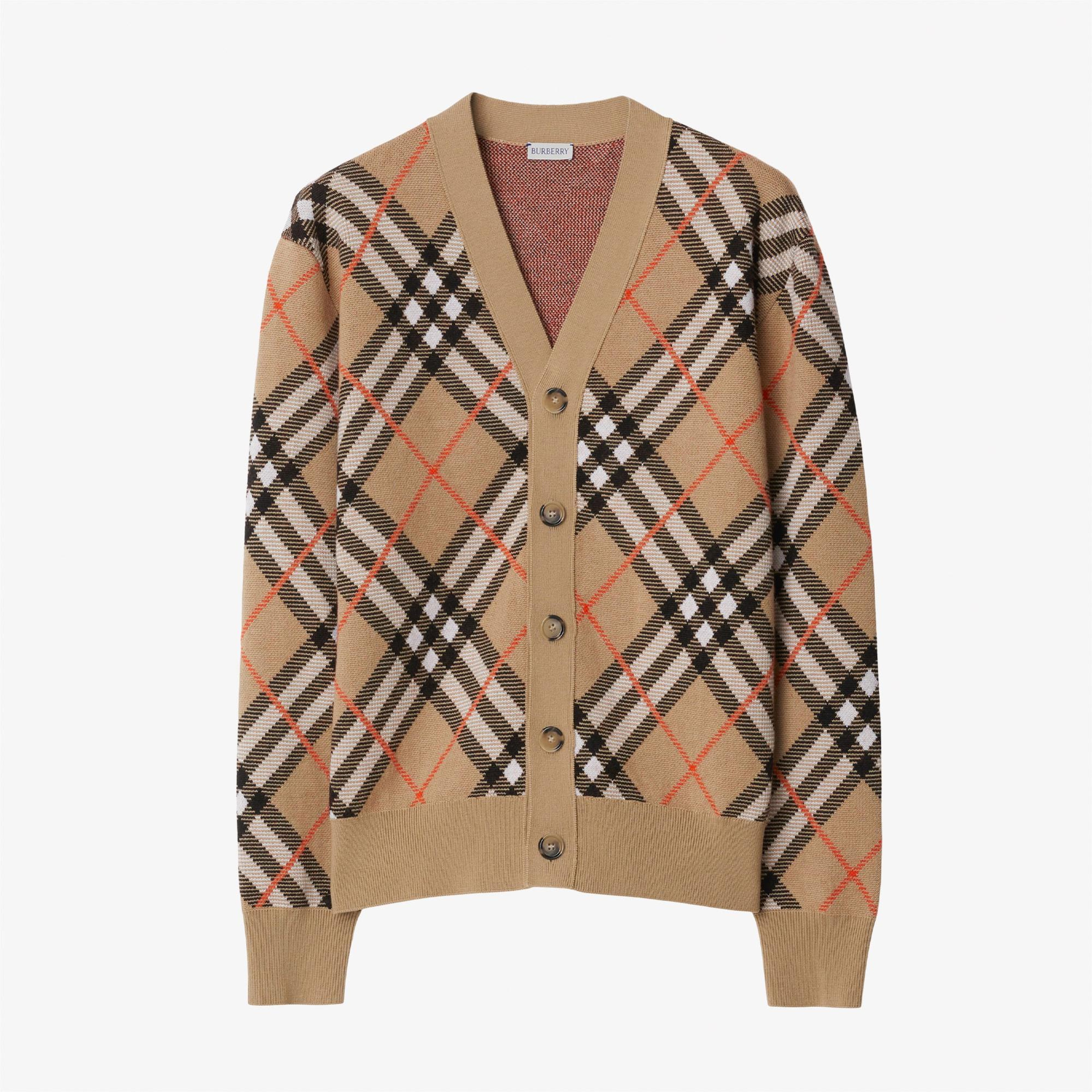 Burberry Check Kareli Yün Karışımlı Erkek Bej Hırka