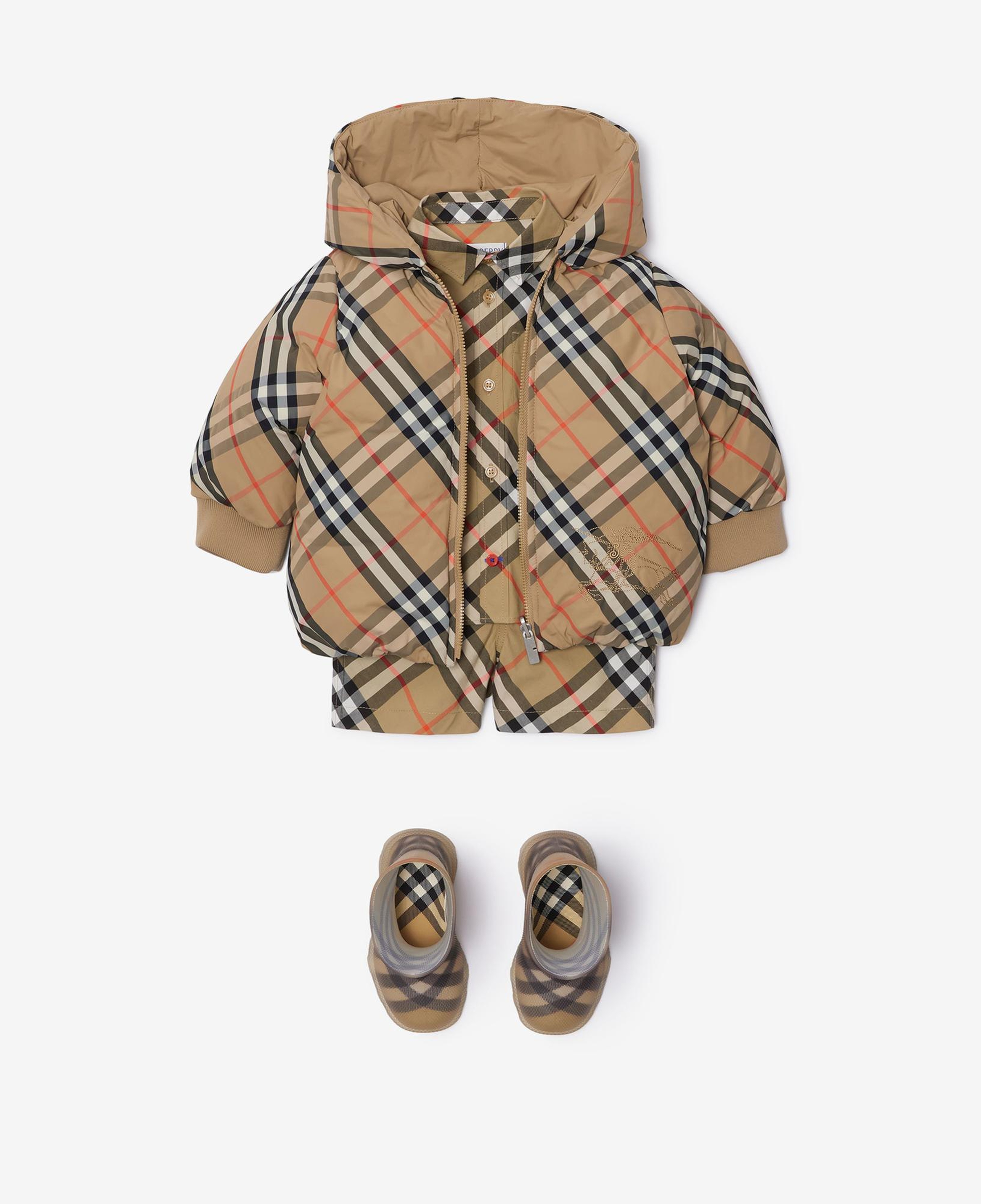 Burberry Reversible Check Nylon Puffer Çocuk Bej Mont