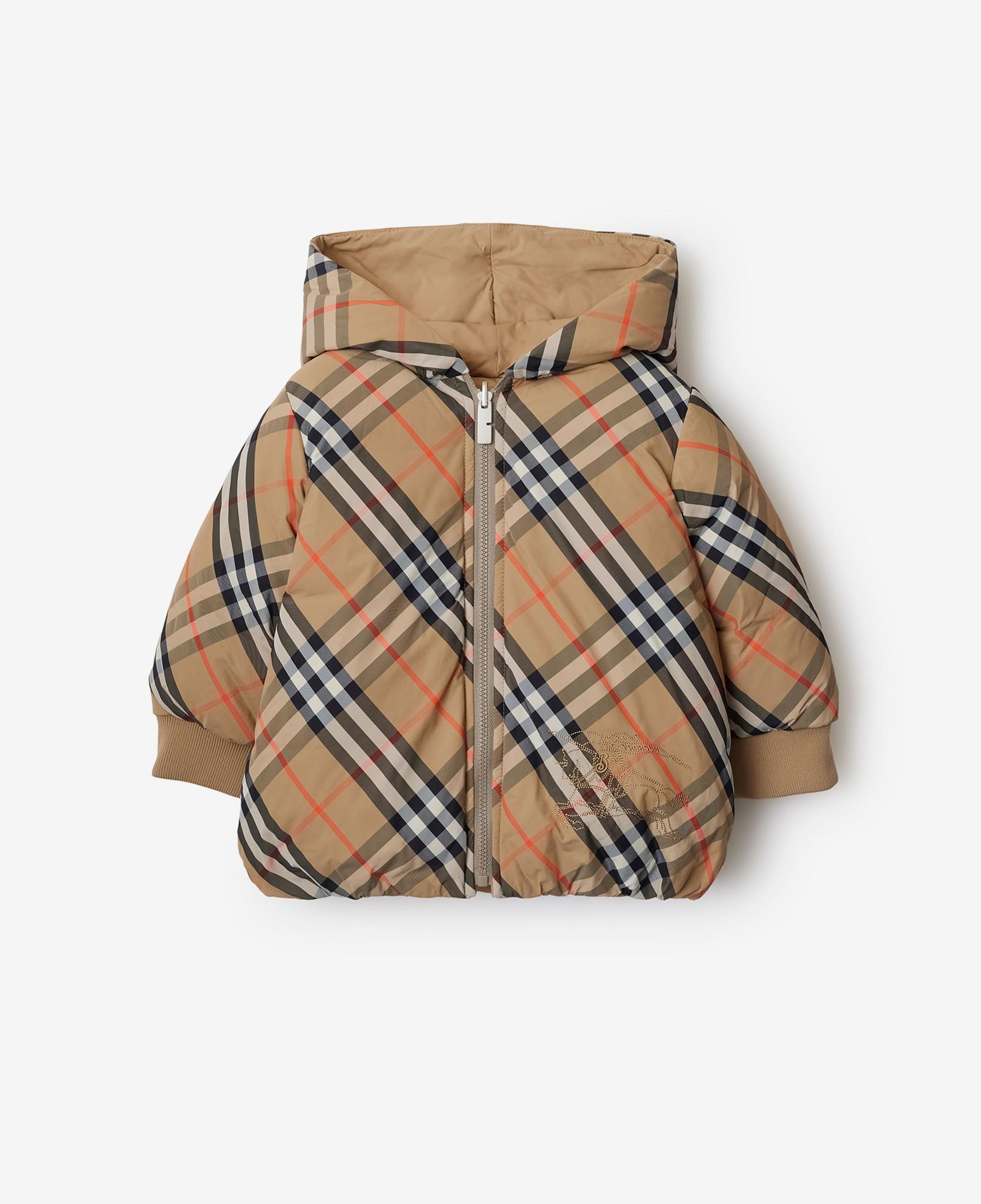 Burberry Reversible Check Nylon Puffer Çocuk Bej Mont