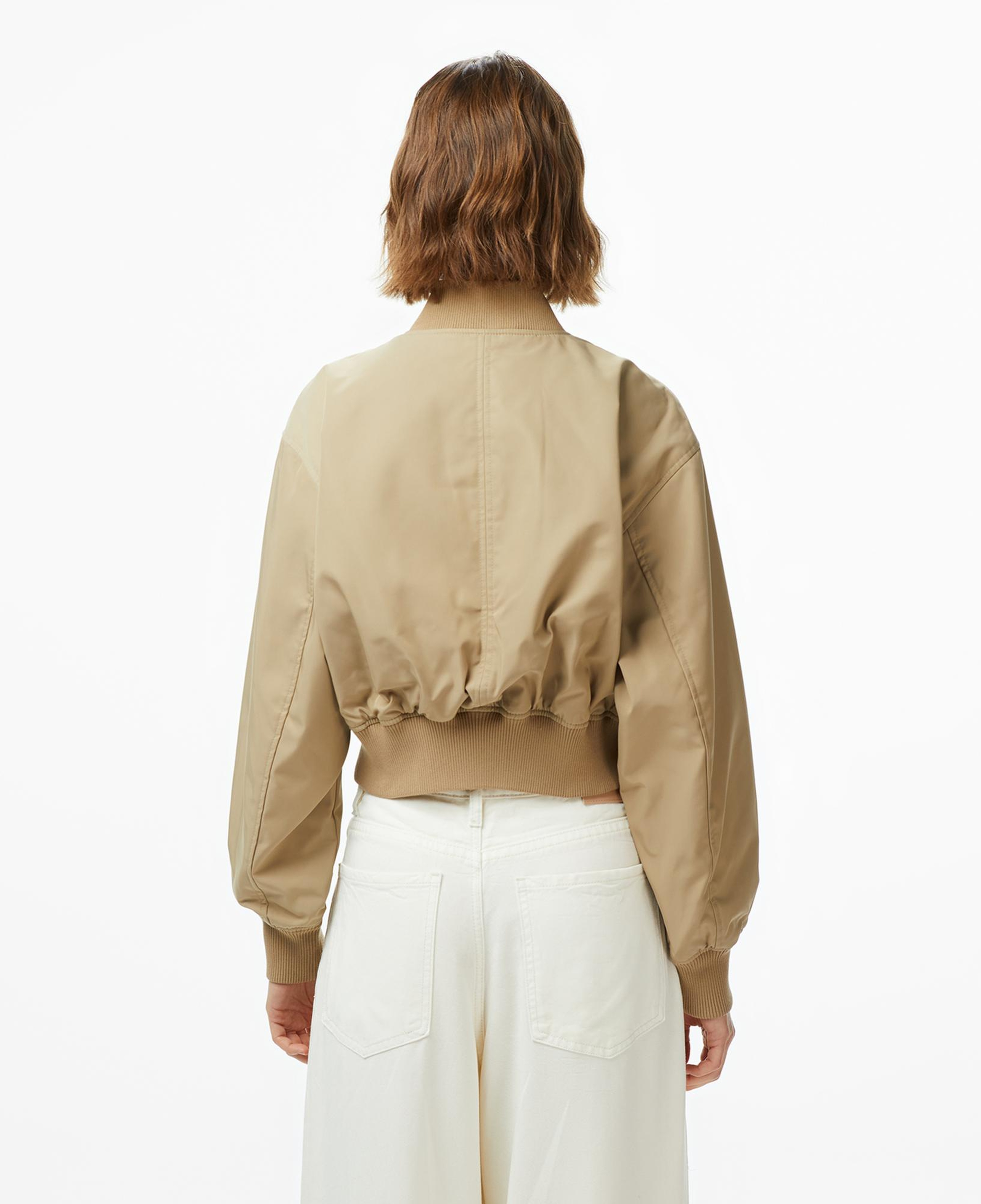 Tommy Hilfiger Nylon Regular Cropped Kadın Bomber Bej Ceket