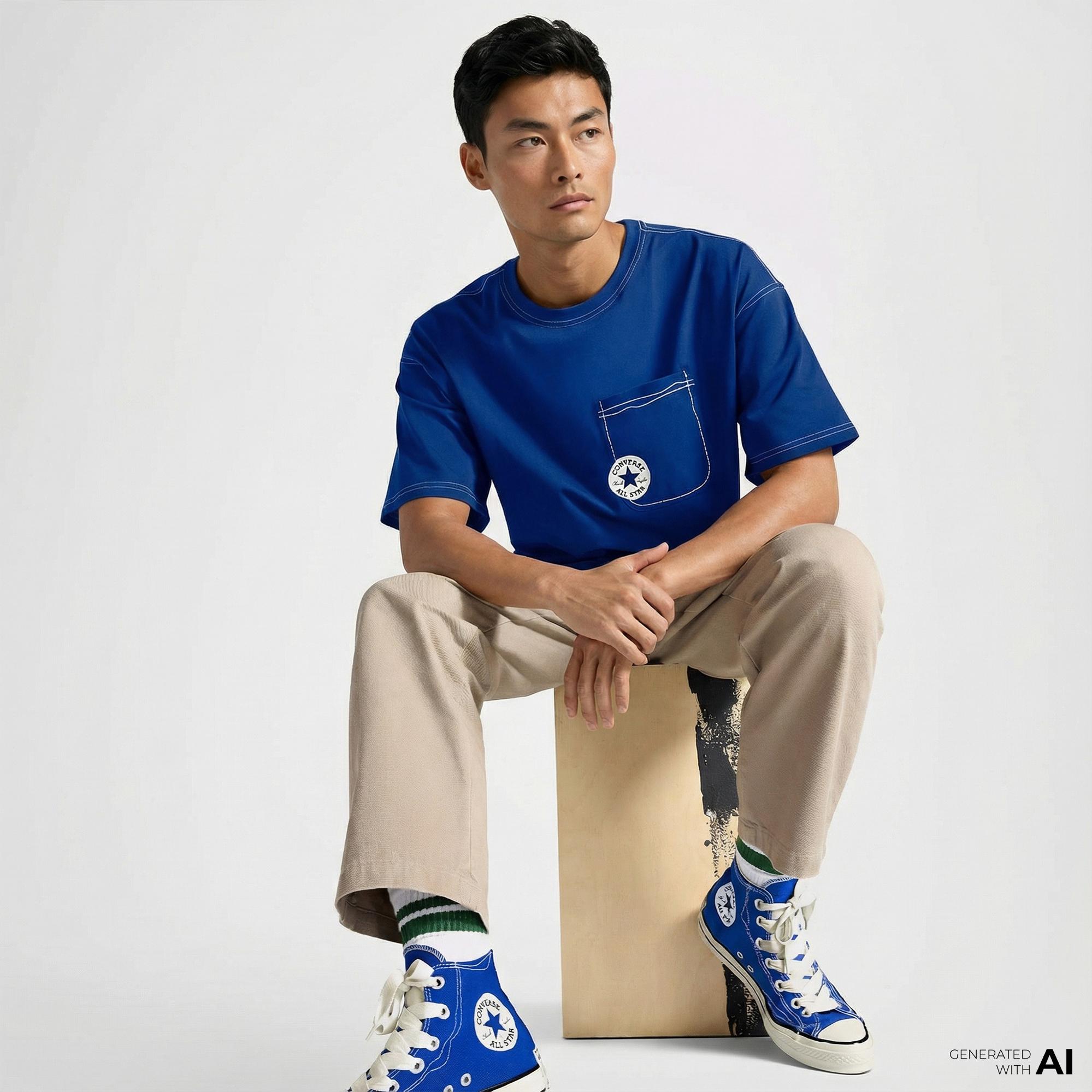 Converse Erkek Mavi T-Shirt