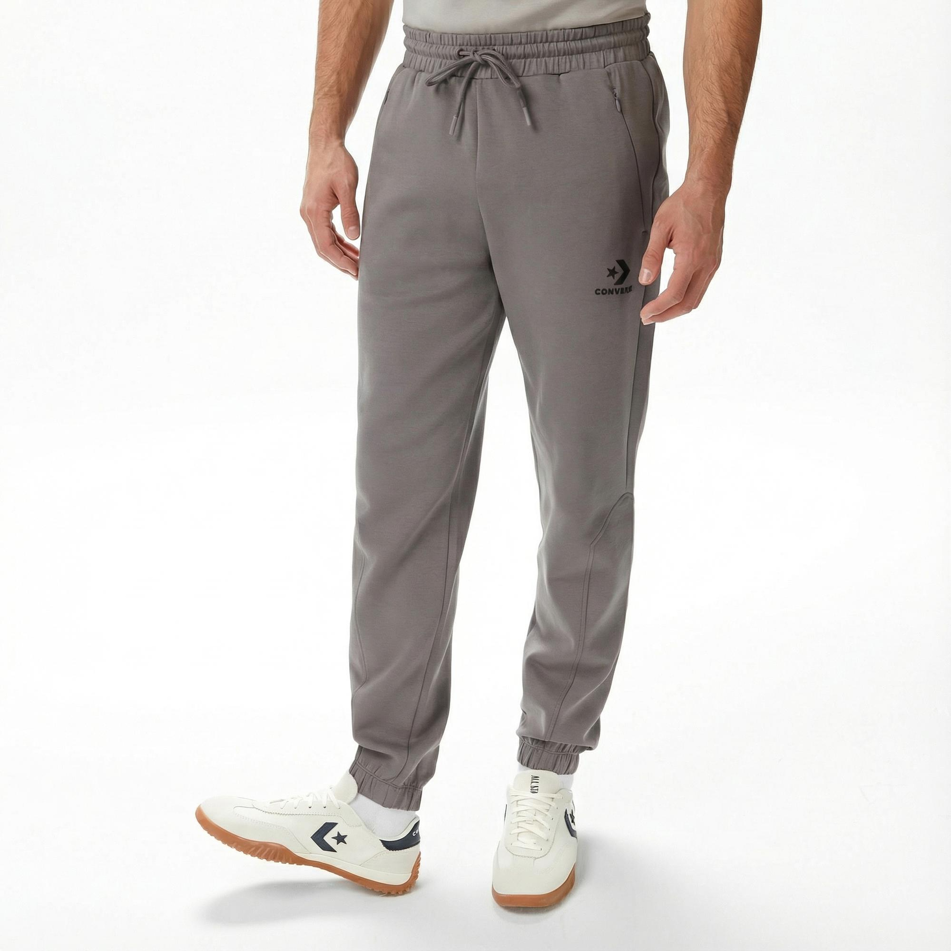 Converse Star Chevron Baskılı Erkek Oversize Fit Gri Eşofman Altı