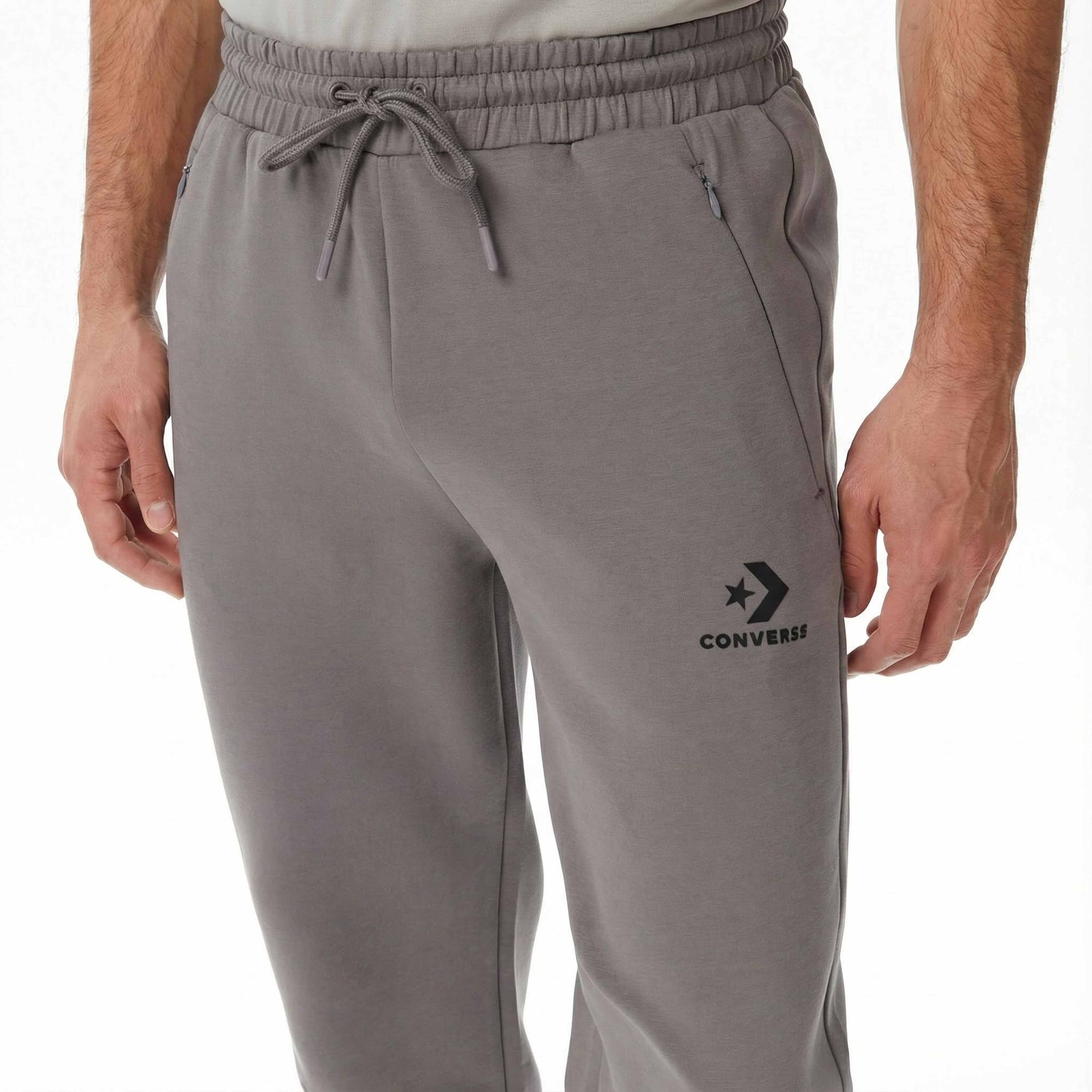 Converse Star Chevron Baskılı Erkek Oversize Fit Gri Eşofman Altı