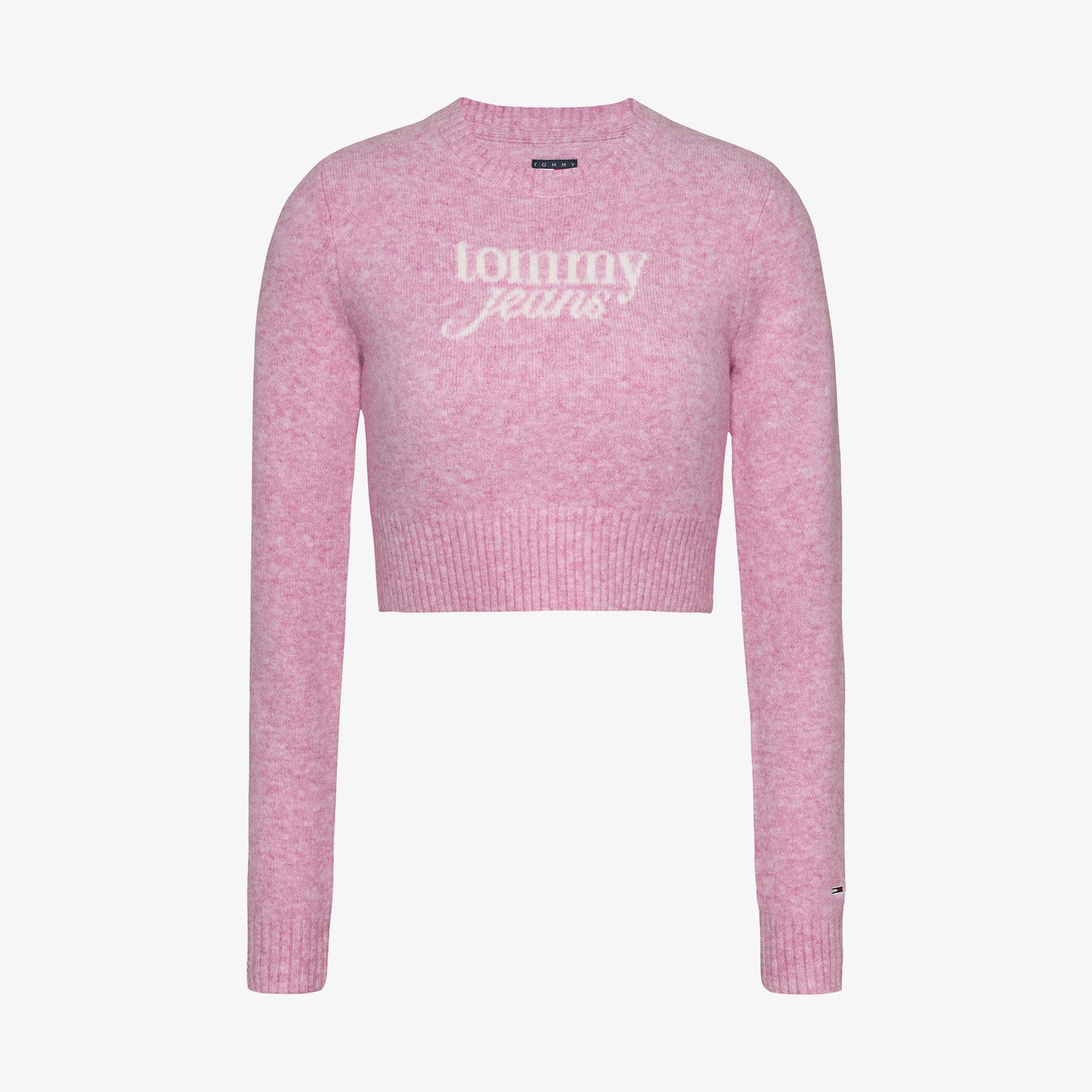 Tommy Jeans Crp Script Ext Kadın Pembe Kazak