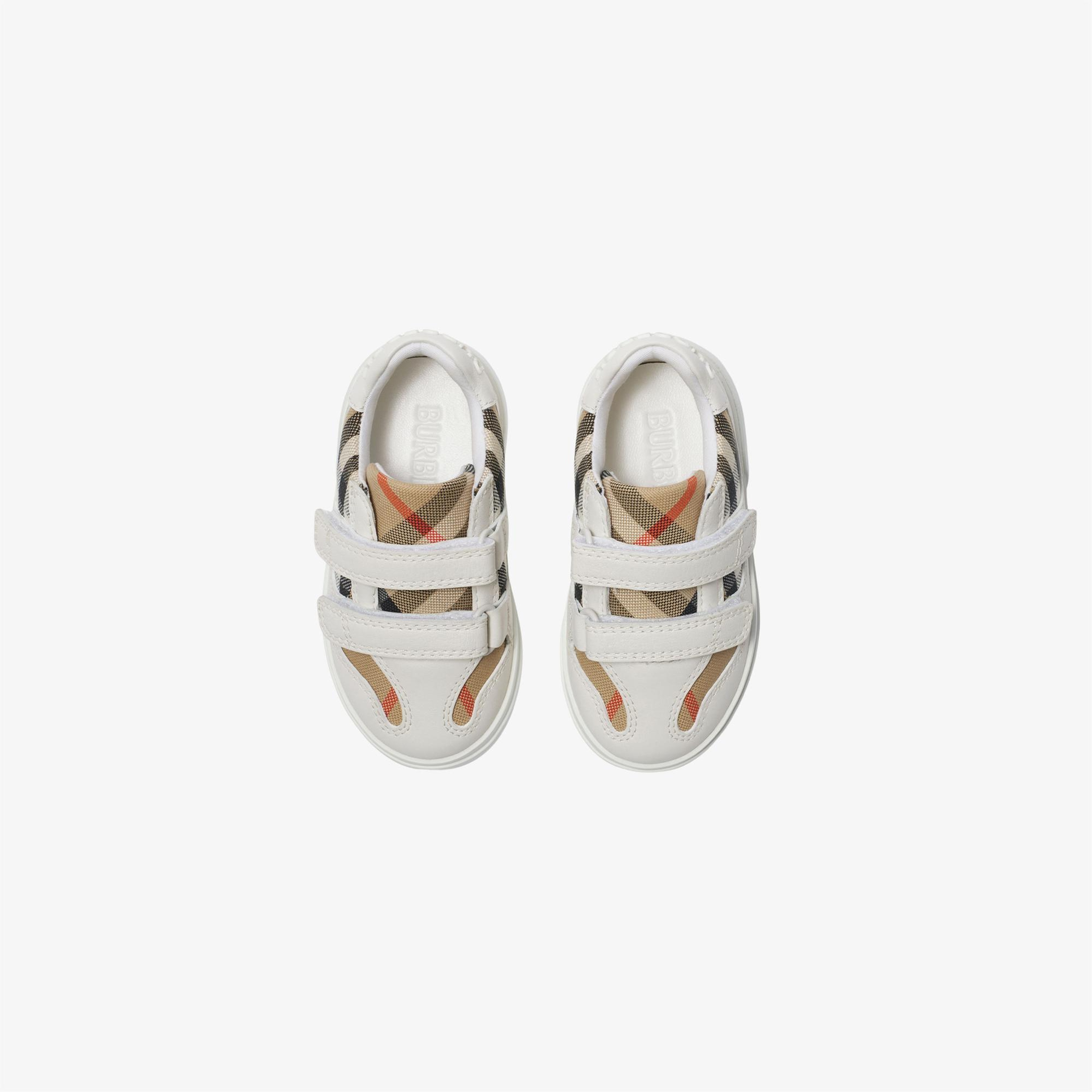 Burberry Check Pamuk ve Deri Çocuk Beyaz Sneaker