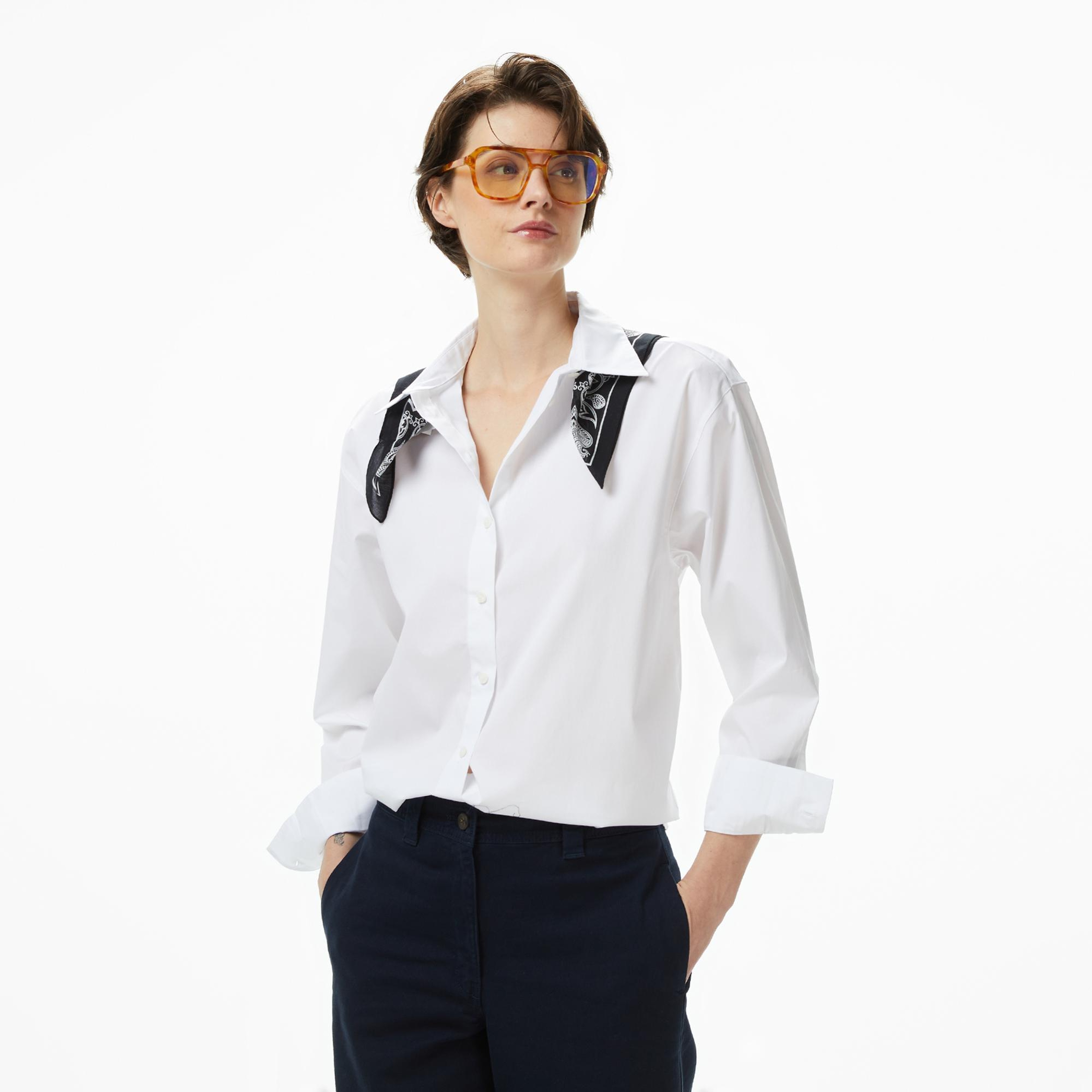 Calvin Klein Stretch Poplin Relaxed Kadın Beyaz Gömlek