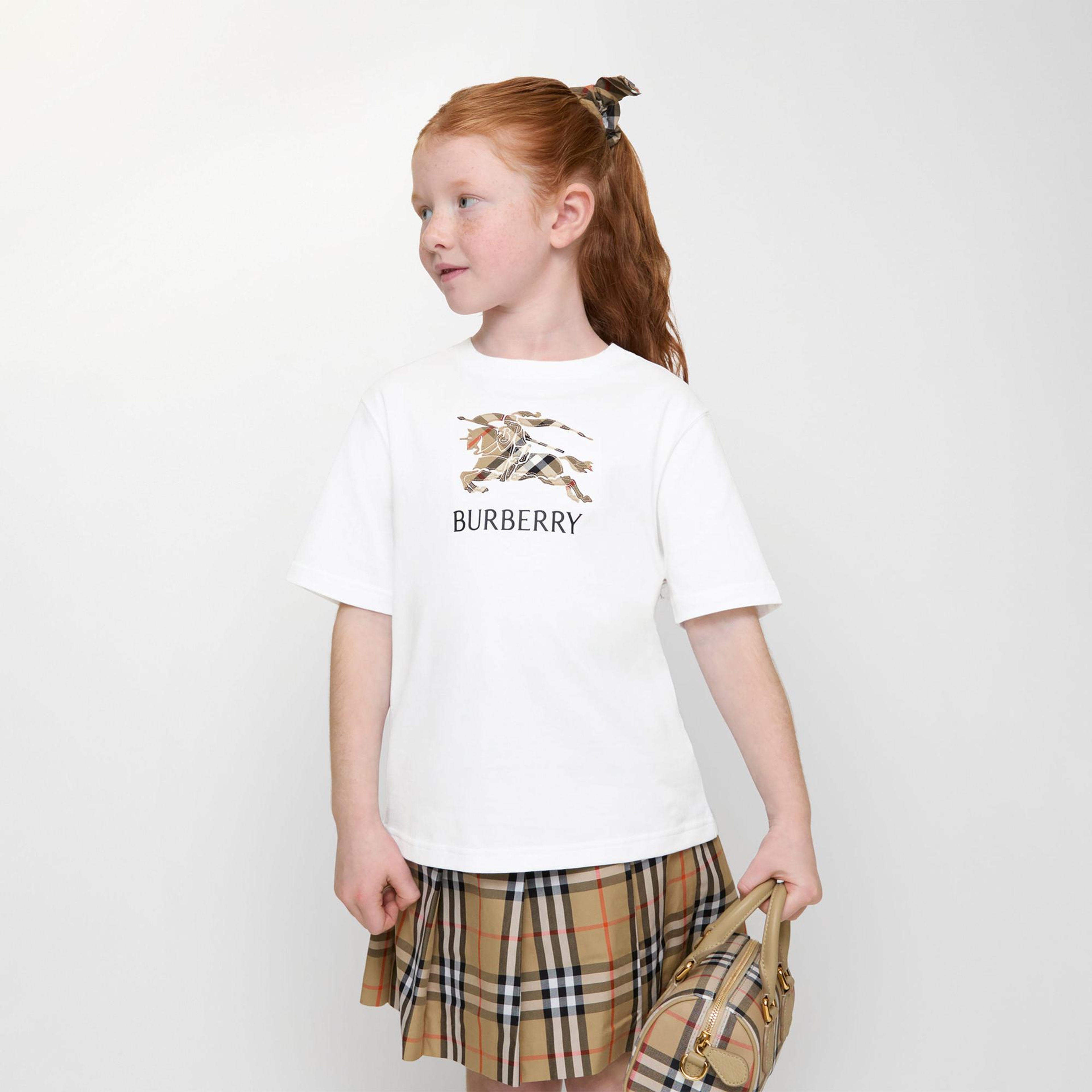 Burberry Cedar Knıght Çocuk Beyaz T-Shirt