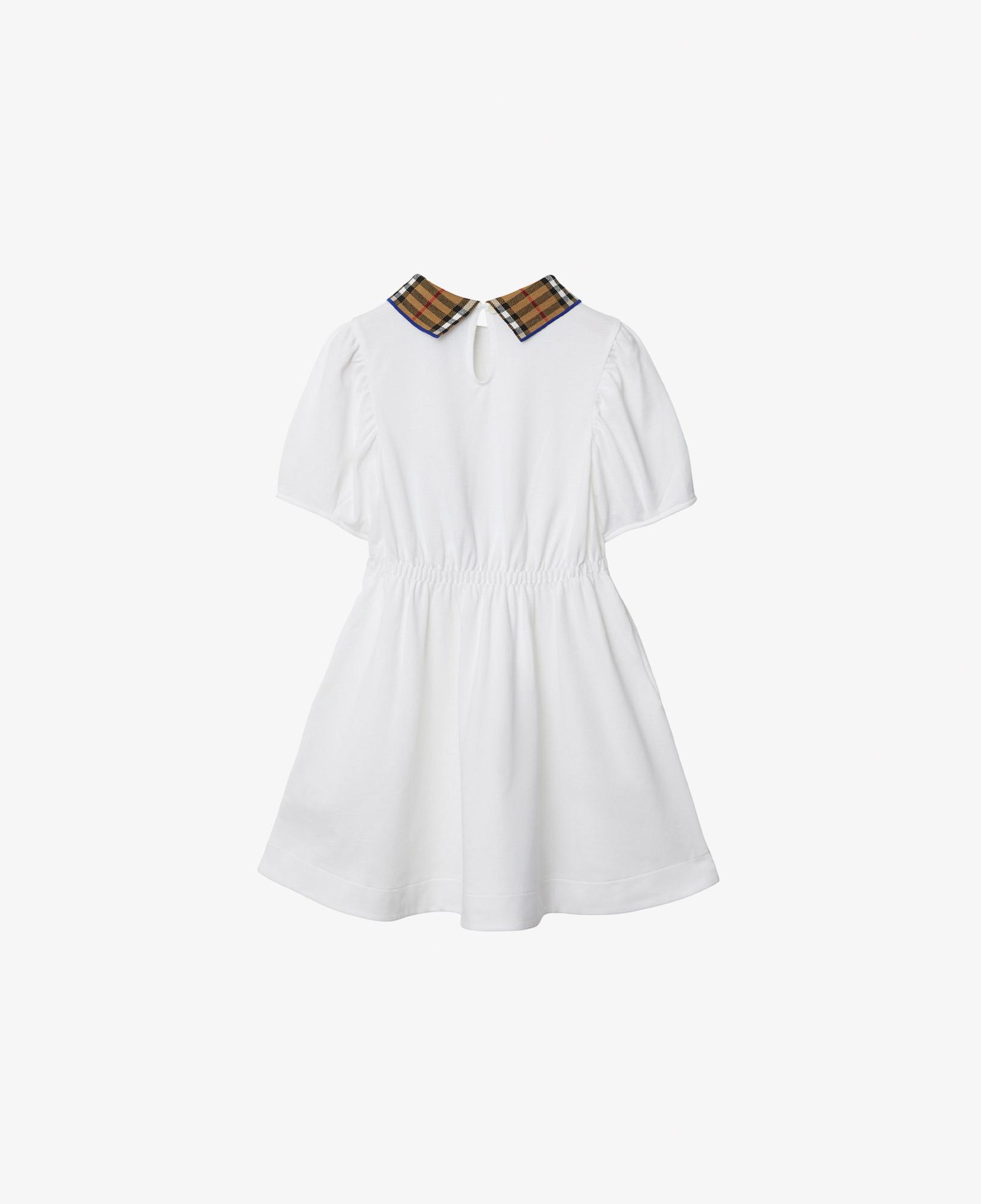 Burberry Check Collar Pamuklu Çocuk Beyaz Elbise
