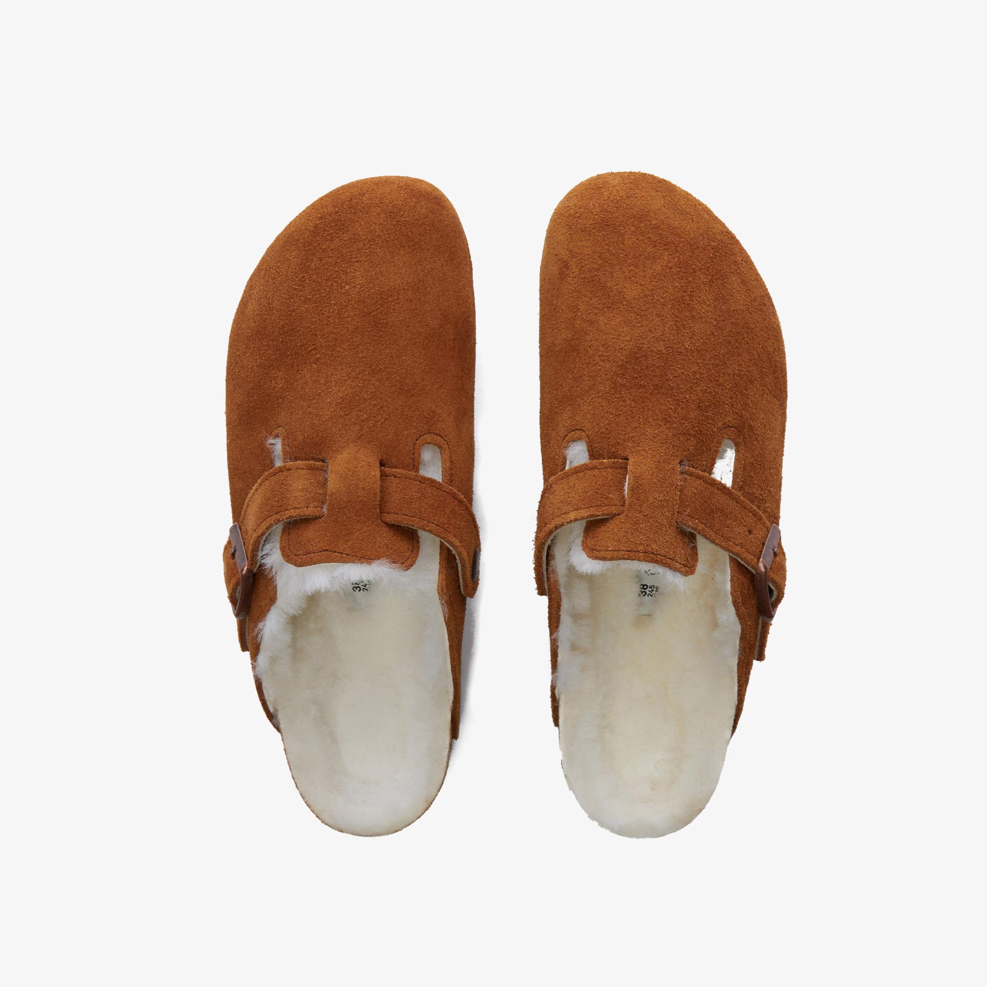 Birkenstock Suede Shearling Unisex Kahverengi Terlik