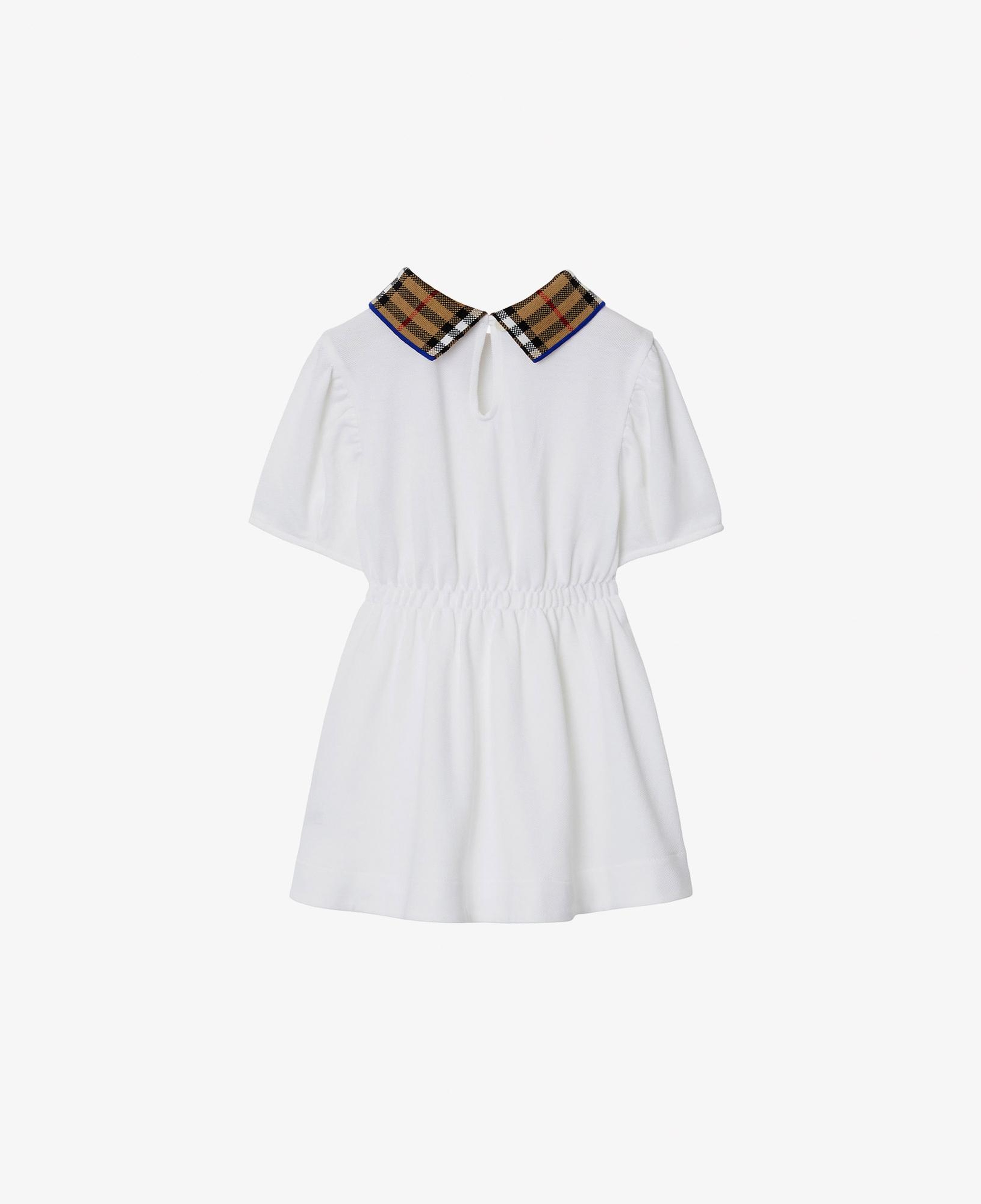 Burberry Check Collar Pamuklu Çocuk Beyaz Elbise