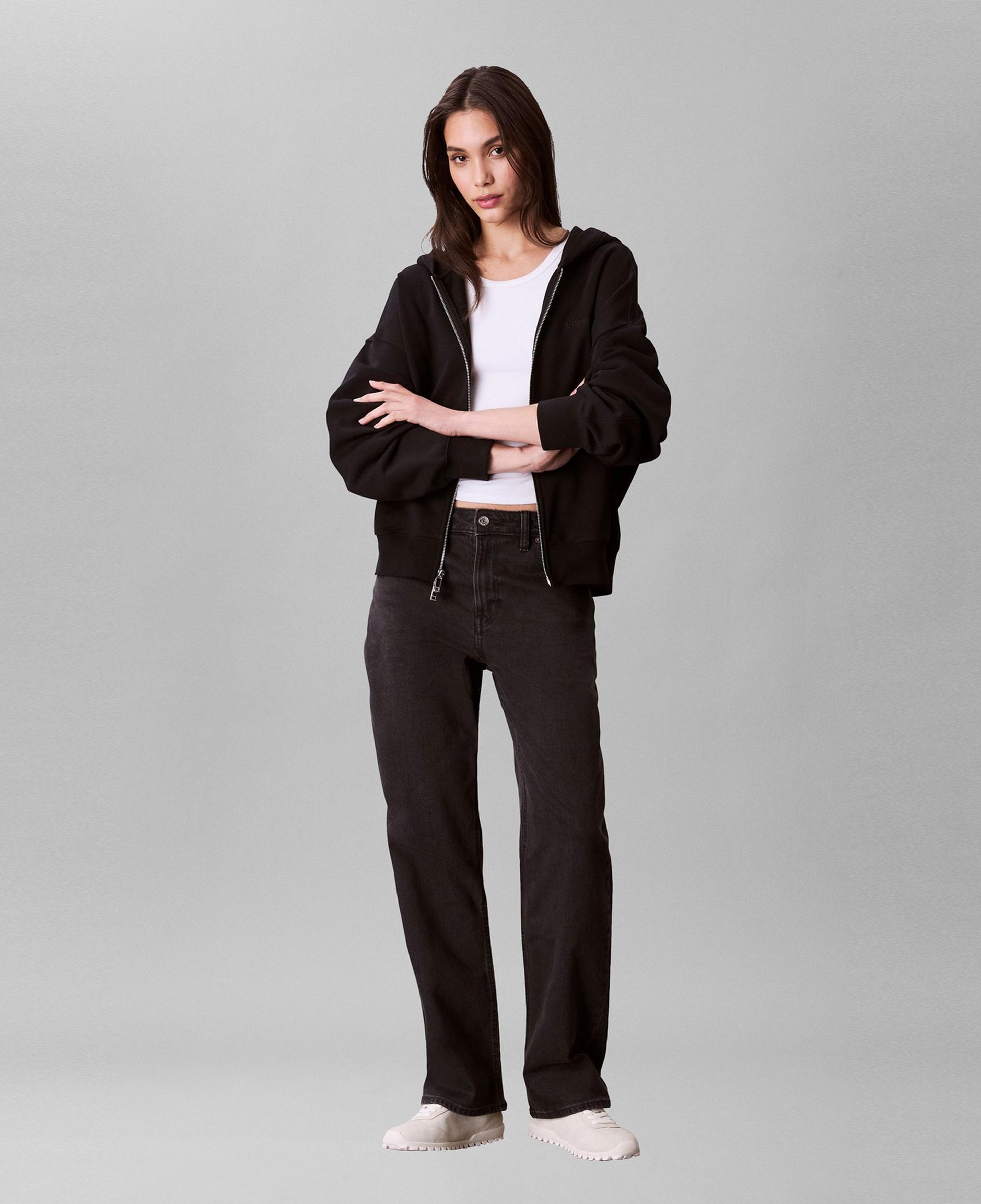 Calvin Klein Logo French Terry Kadın Siyah Sweatshirt