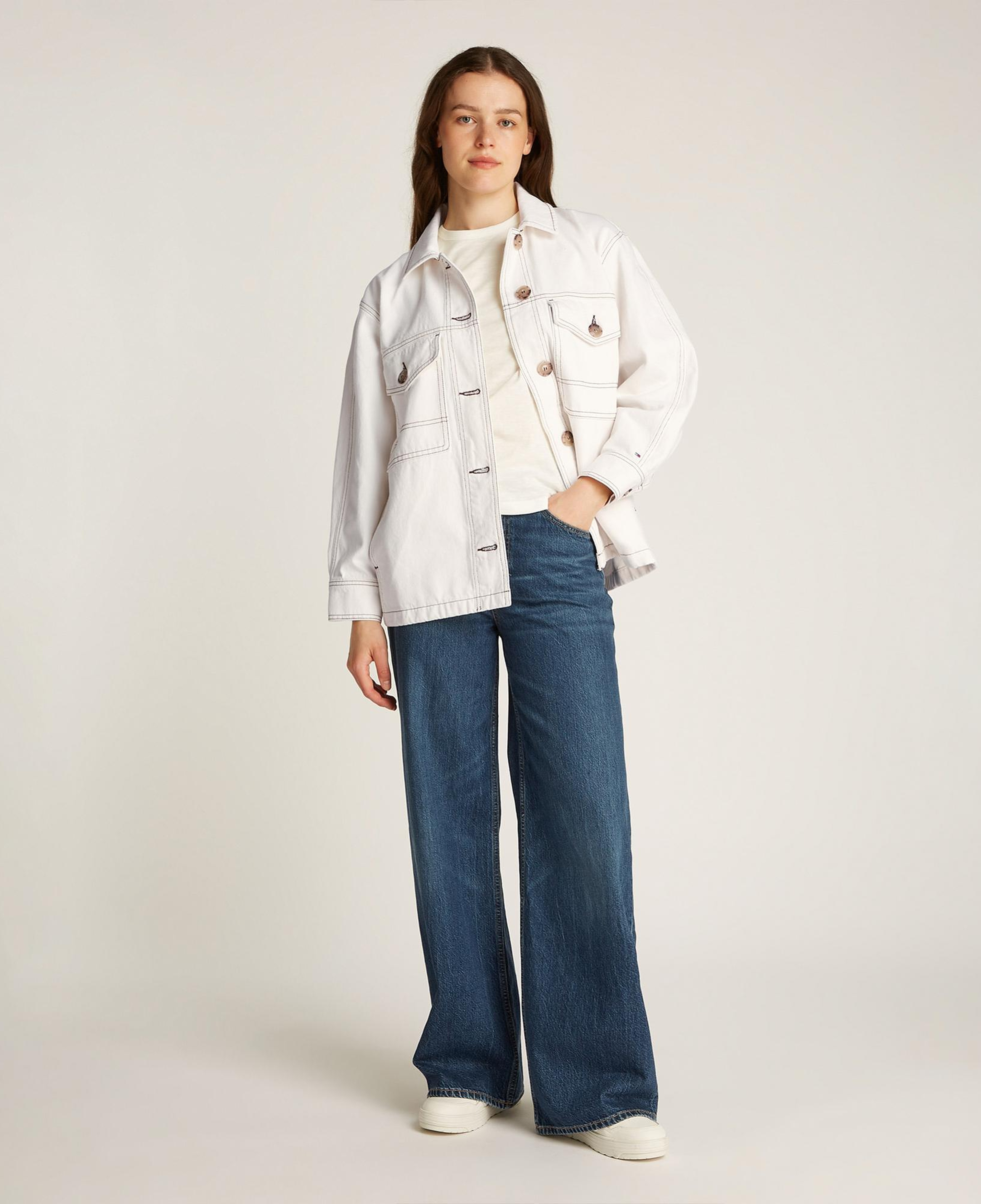 Tommy Hilfiger Dnm Oversized Utility Clr Kadın Beyaz Ceket