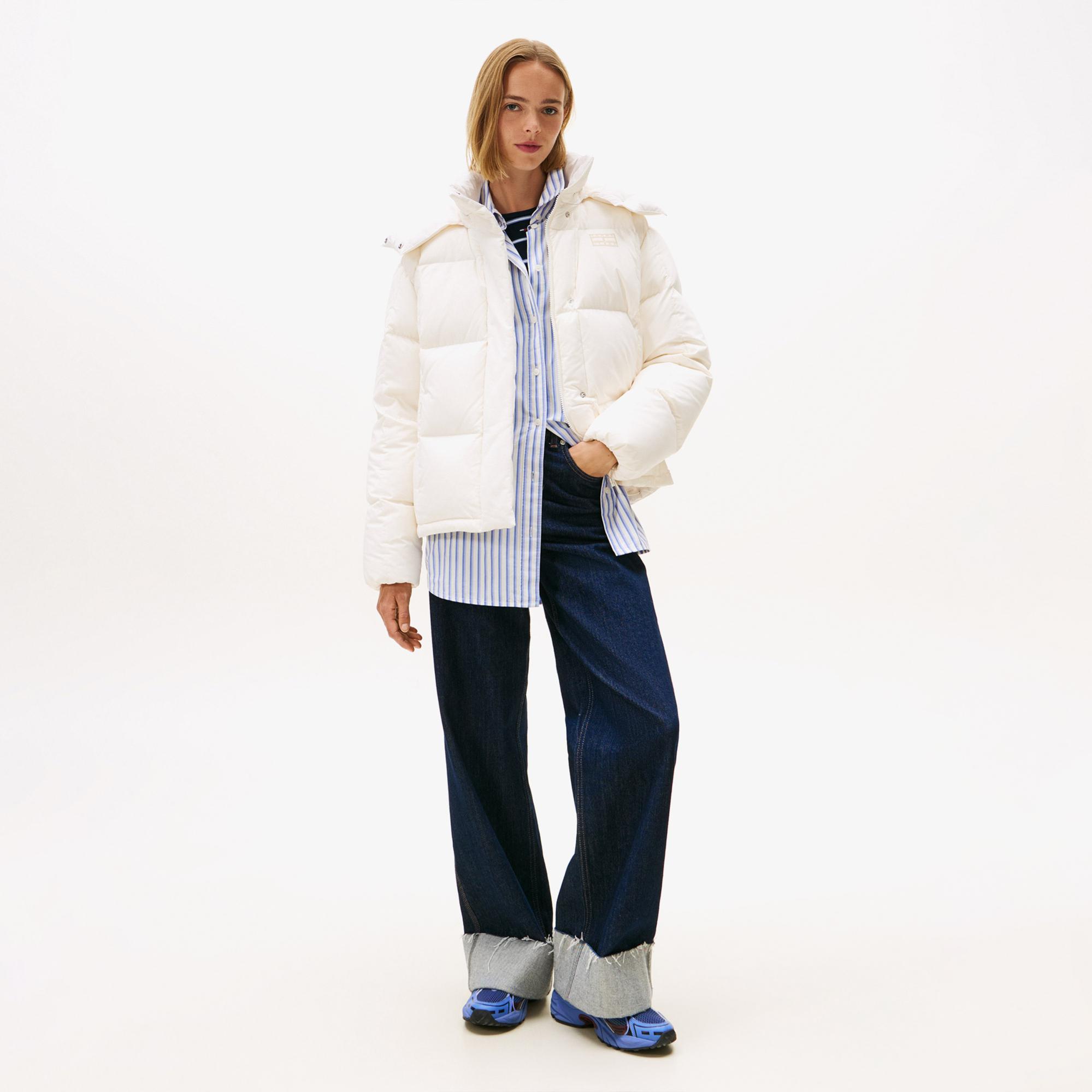 Tommy Jeans Alaska d Kadın Puffer Beyaz Mont