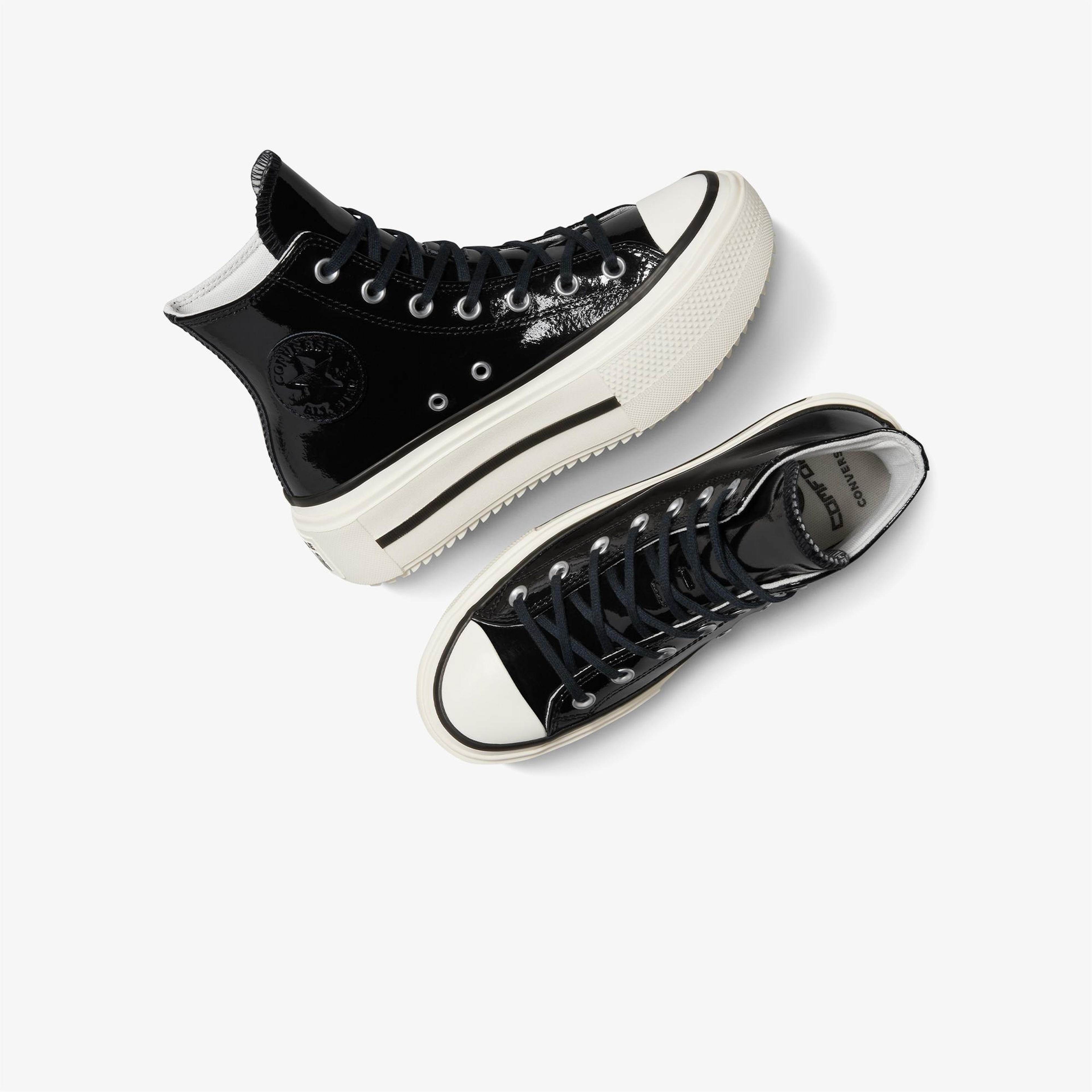Converse Chuck Taylor All Star Lift Double Stack Platform Deri Unisex Siyah Sneaker