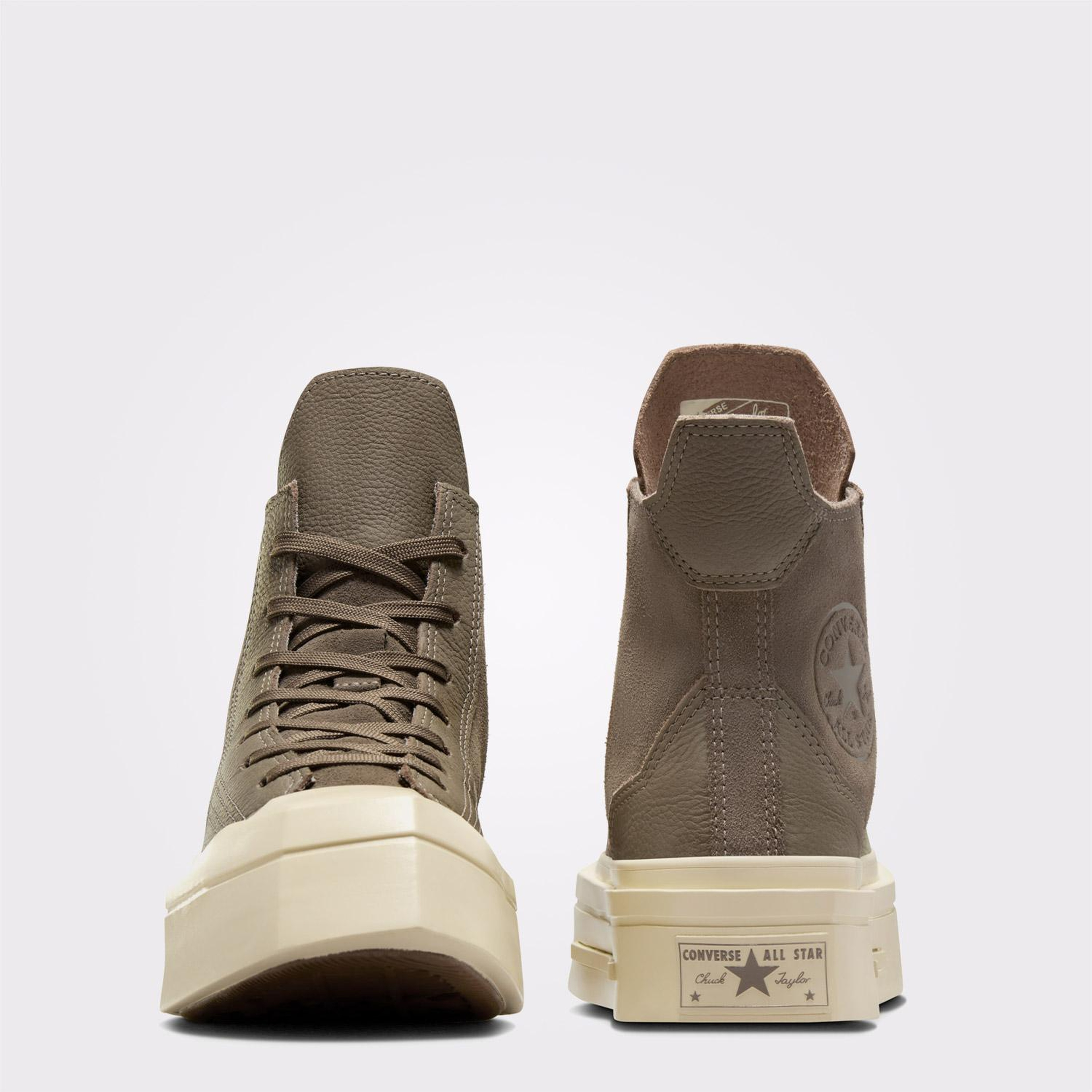 Converse Chuck 70 De Luxe Squared Unisex Haki Deri Platform Sneaker