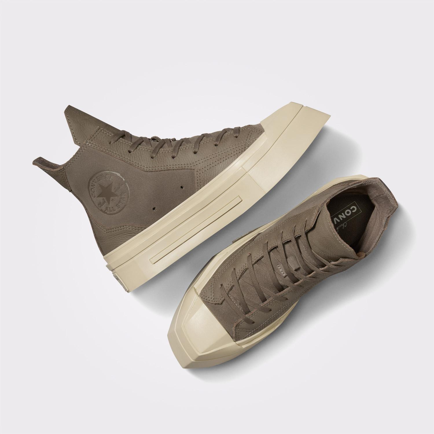 Converse Chuck 70 De Luxe Squared Unisex Haki Deri Platform Sneaker