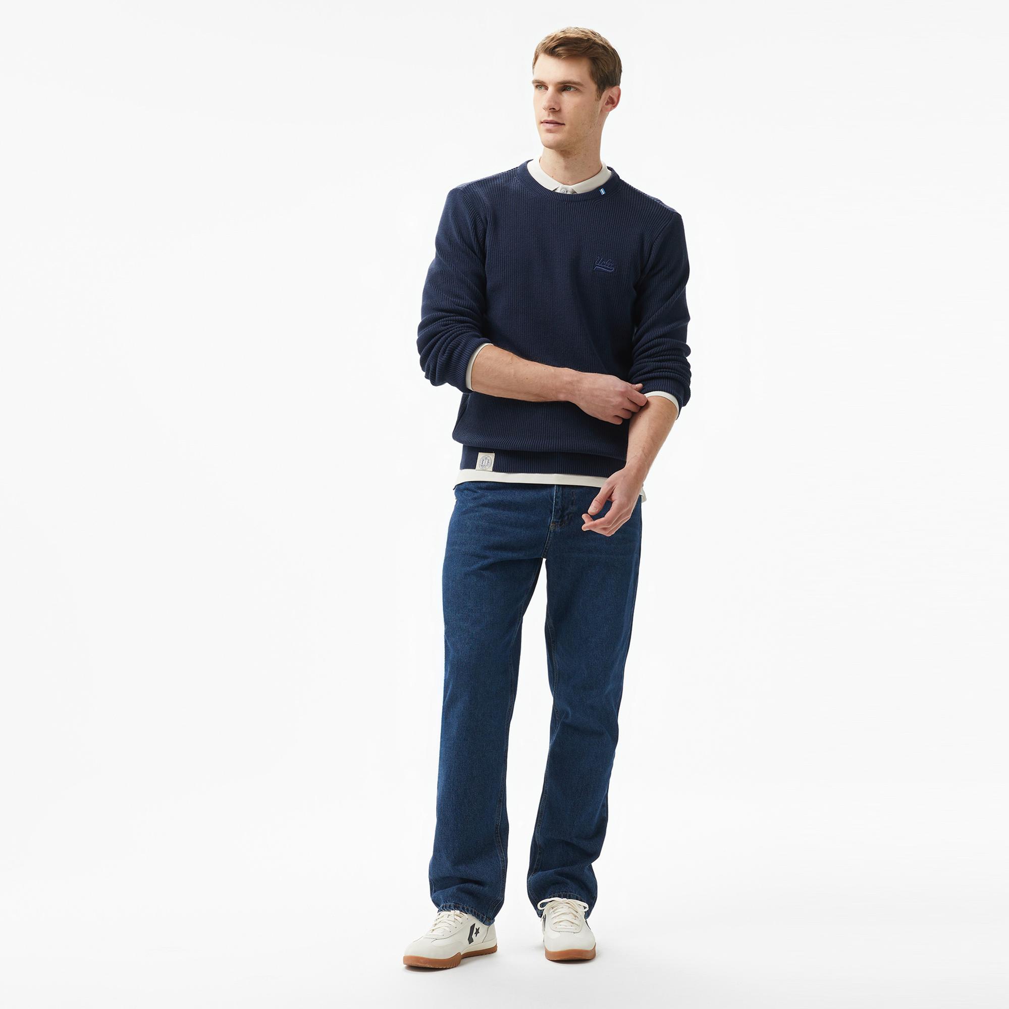 Ucla Emory Nakışlı Erkek Lacivert Bisiklet Yaka Triko