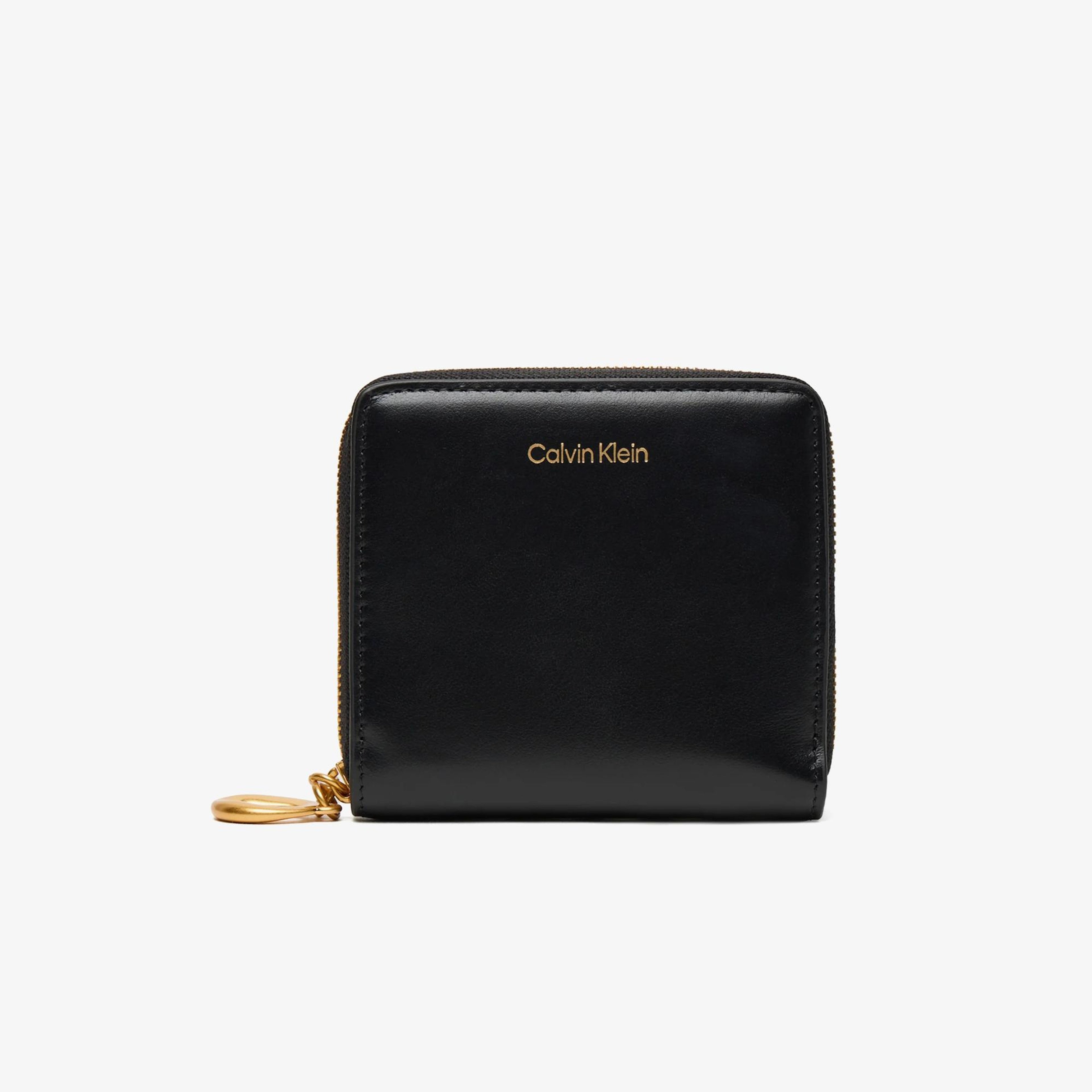 Calvin Klein Hardware Square Zip Around Kadın Siyah Cüzdan