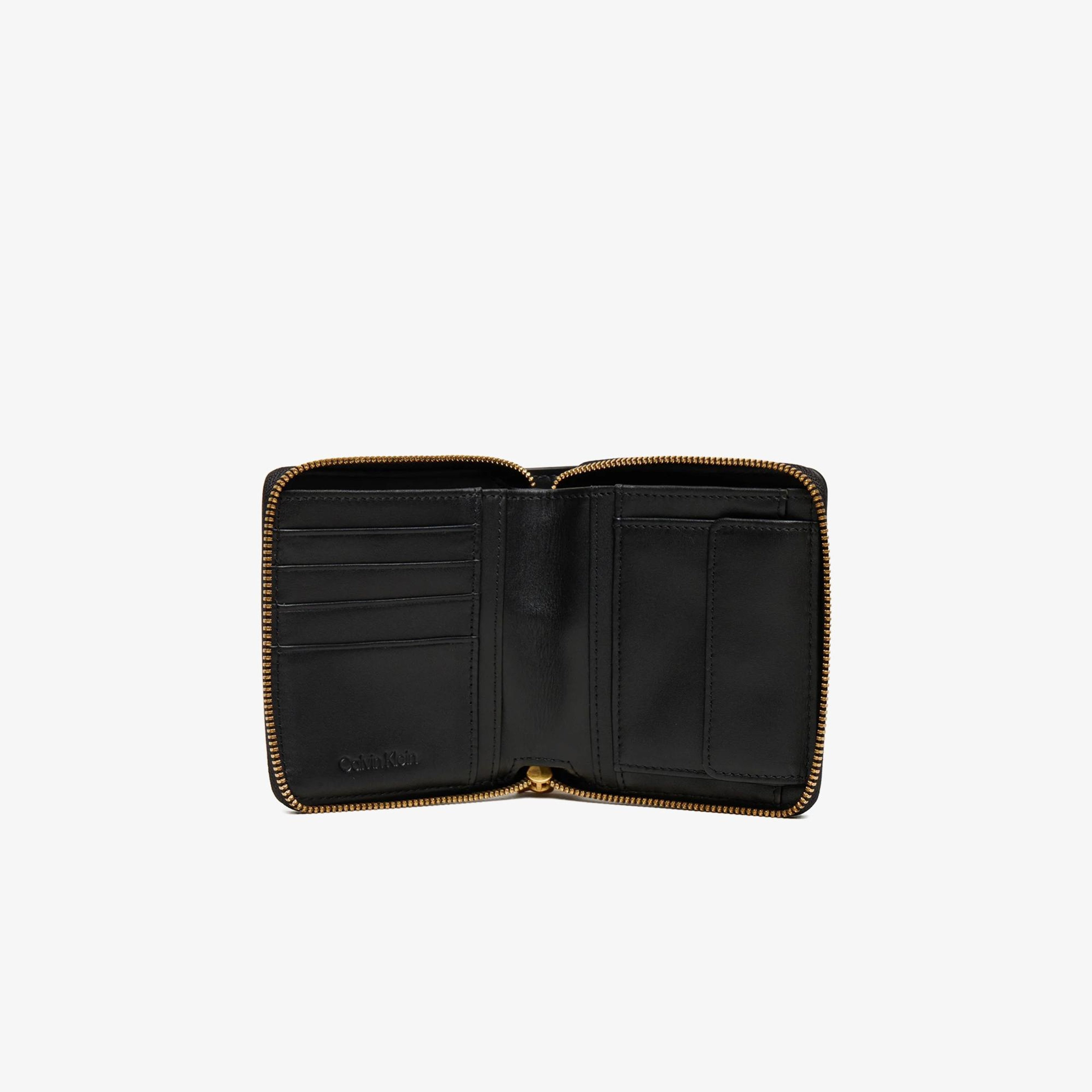 Calvin Klein Hardware Square Zip Around Kadın Siyah Cüzdan